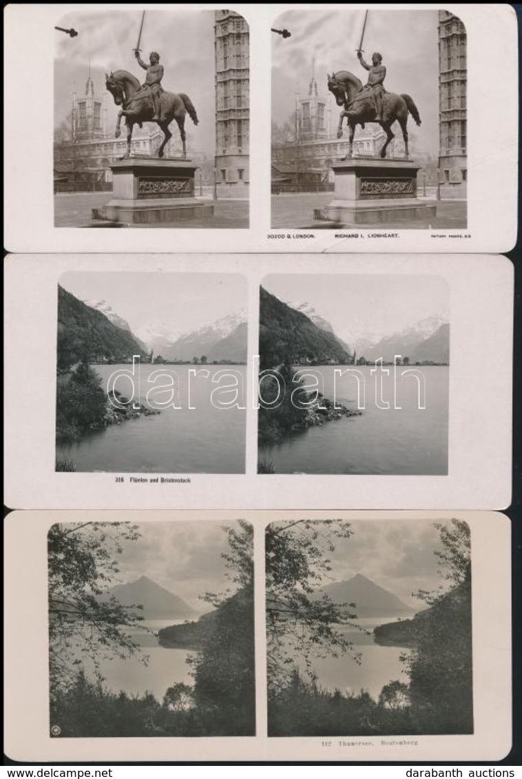 Cca 1910 13 Db Vegyes Külföldi Sztereofotó.Svédország, Németország, Olasország,  / 13 Stereo Photos Germany, Sweden, Ita - Other & Unclassified
