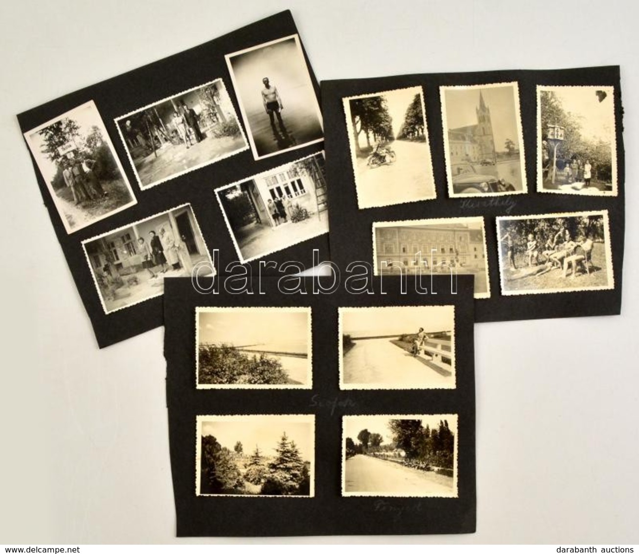 Cca 1930 Balatoni életképek, Különböző Helyszínekről (Siófok, Hévíz,Keszthel), 23 Db Fotó, 8,5×6 Cm - Autres & Non Classés
