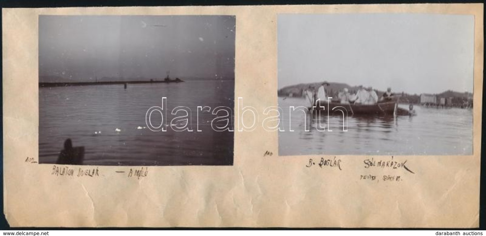 Cca 1900 Balatonboglár, 2 Db Fotó, Papírra Ragasztva, Feliratozva, 8×11 Cm - Autres & Non Classés