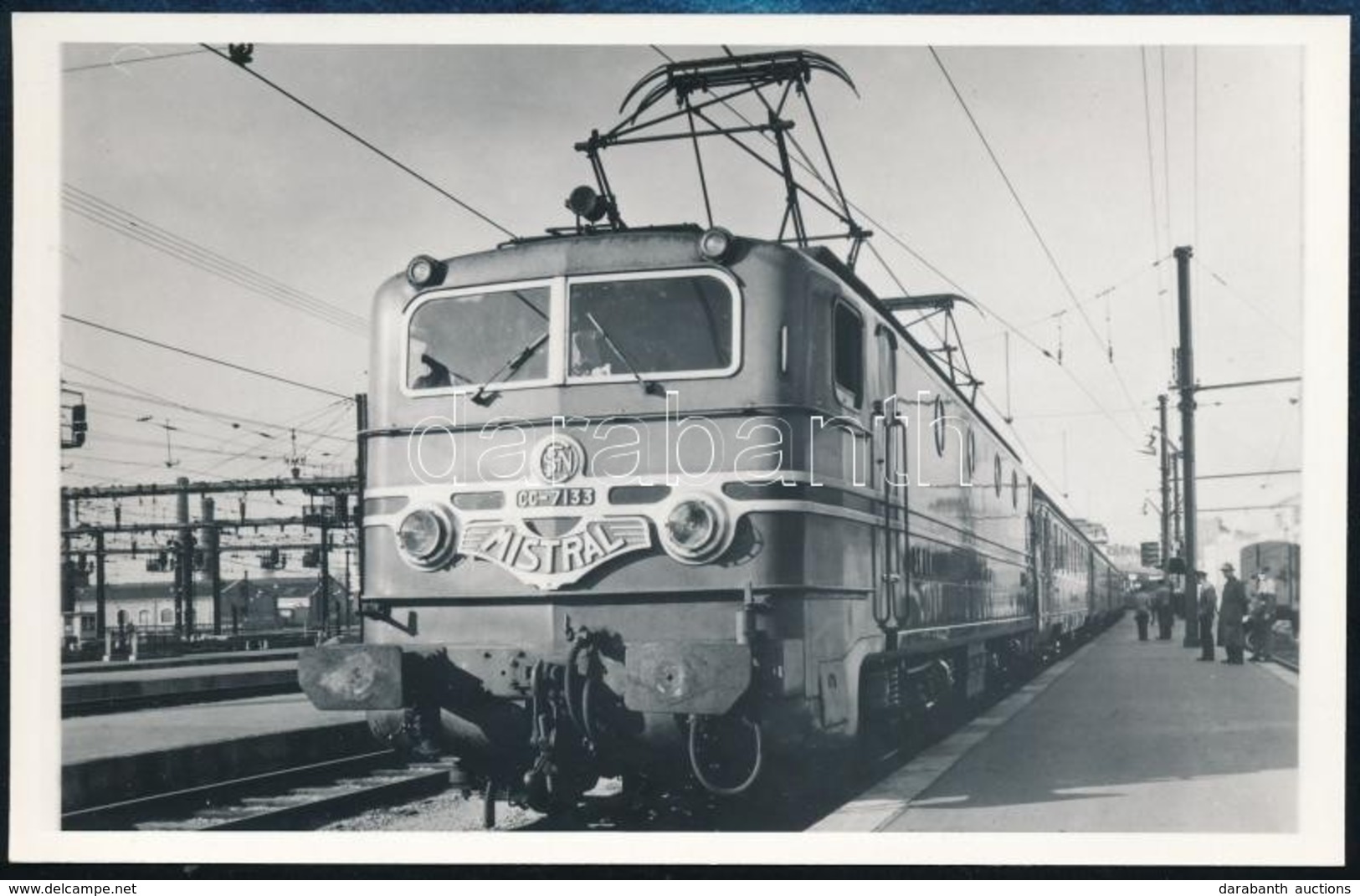 Cca 1970 Mistral, Trans-Europe Express, Nemzetközi Vasúti Szolgáltatás Mozdonya, Későbbi Előhívás, 9×14 Cm / Mistral, Tr - Autres & Non Classés