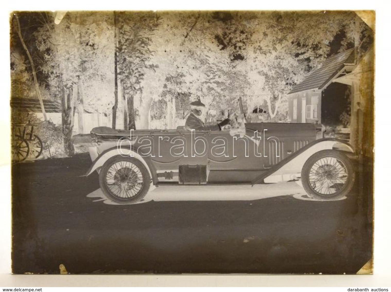 Cca 1920 Automobil, Vintage üveglemez Negatívon, 12x16 Cm - Other & Unclassified