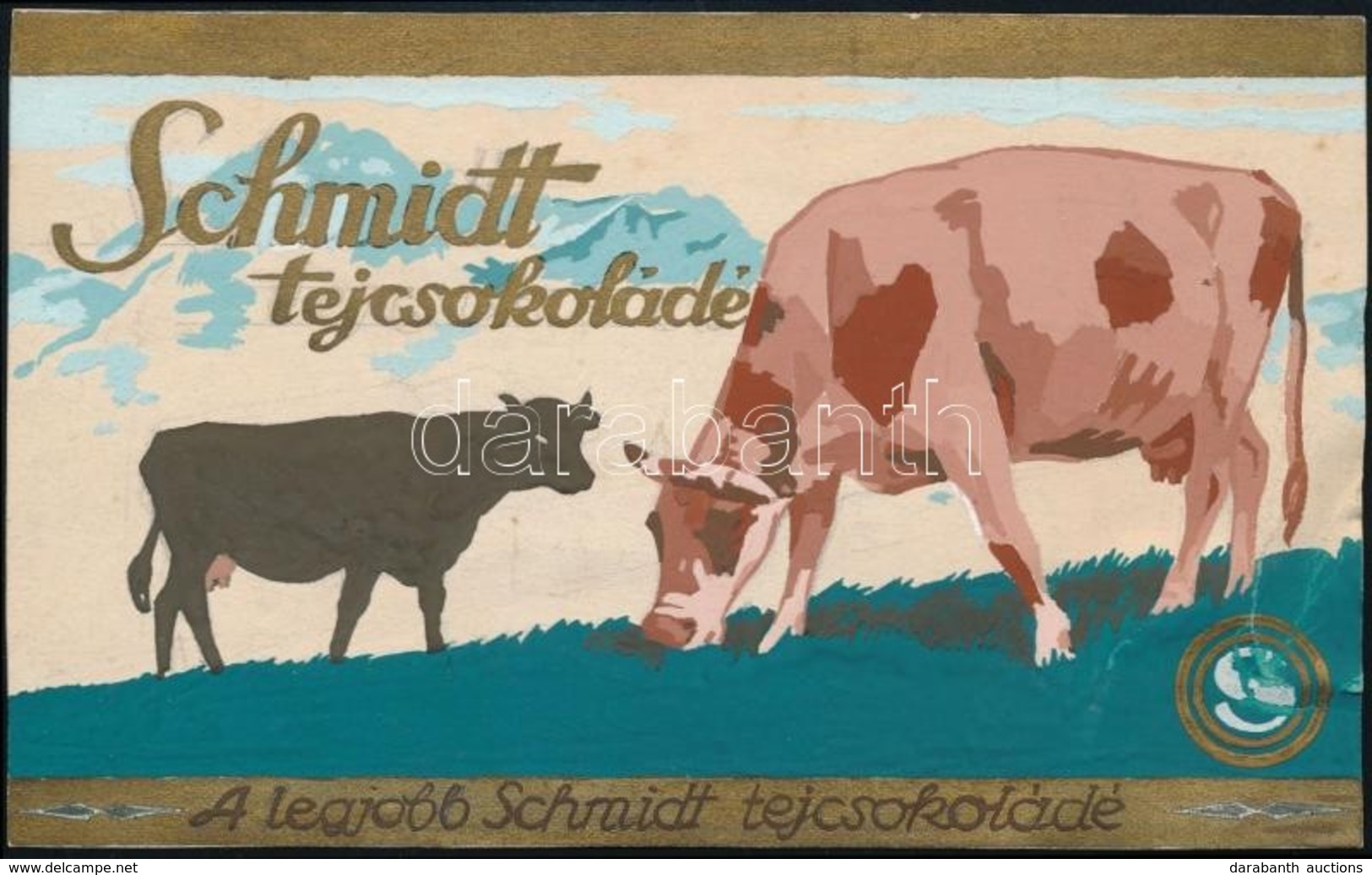Cca 1930 Schmidt Tejcsokoládé Reklámterv, Vegyes Technika, Papír, Jelzés Nélkül, Kis Gyűrődéssel, 10x16 Cm - Werbung
