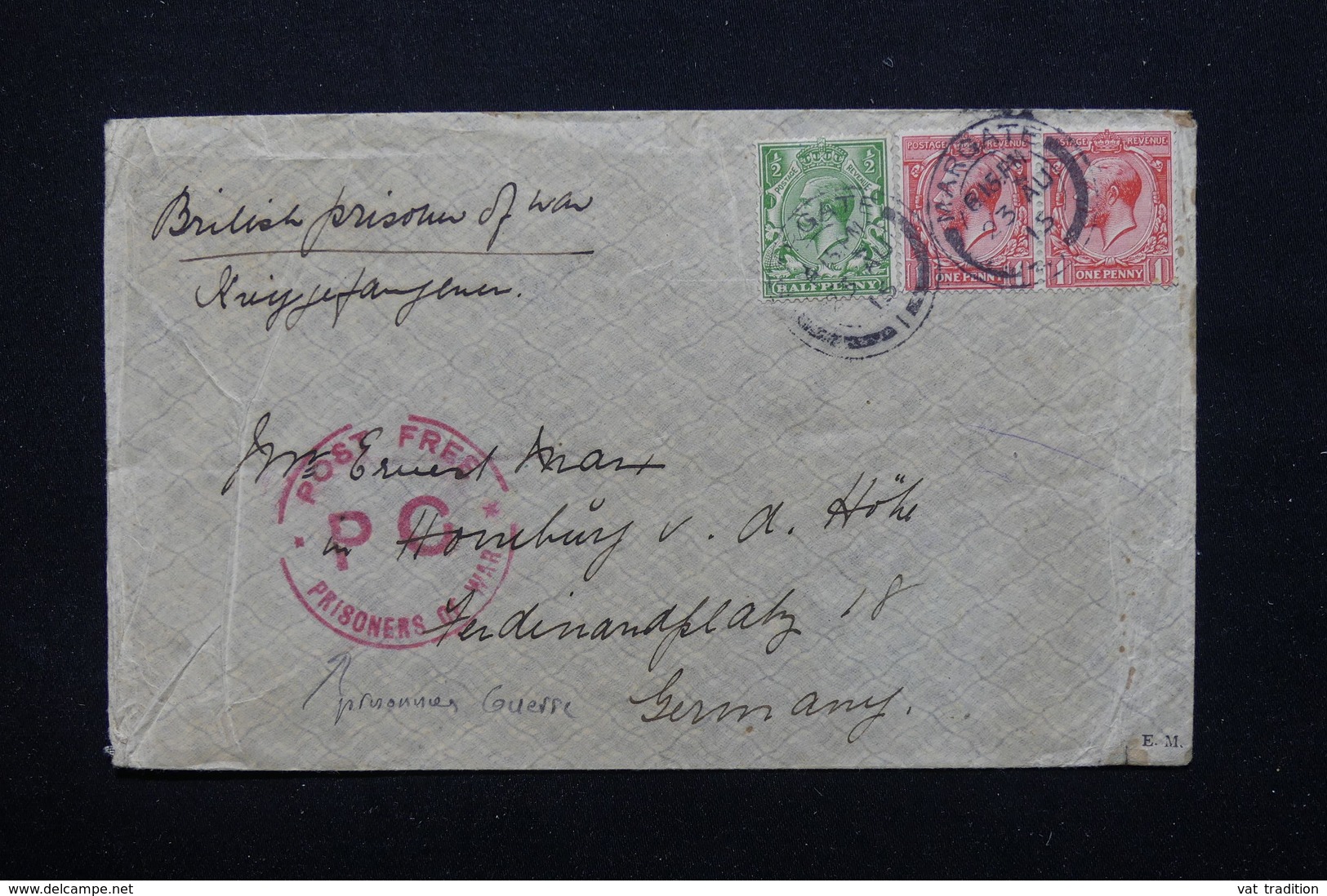 ROYAUME UNI - Enveloppe De Prisonnier De Guerre Pour L 'Allemagne En 1915 - L 21283 - Marcofilie