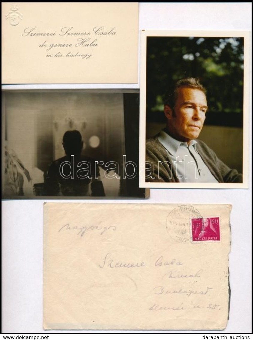 Szemere Csaba (1911-1997) M. Kir. Hadnagy Névjegykártyája, Fotója, Neki Címzett Levél - Other & Unclassified