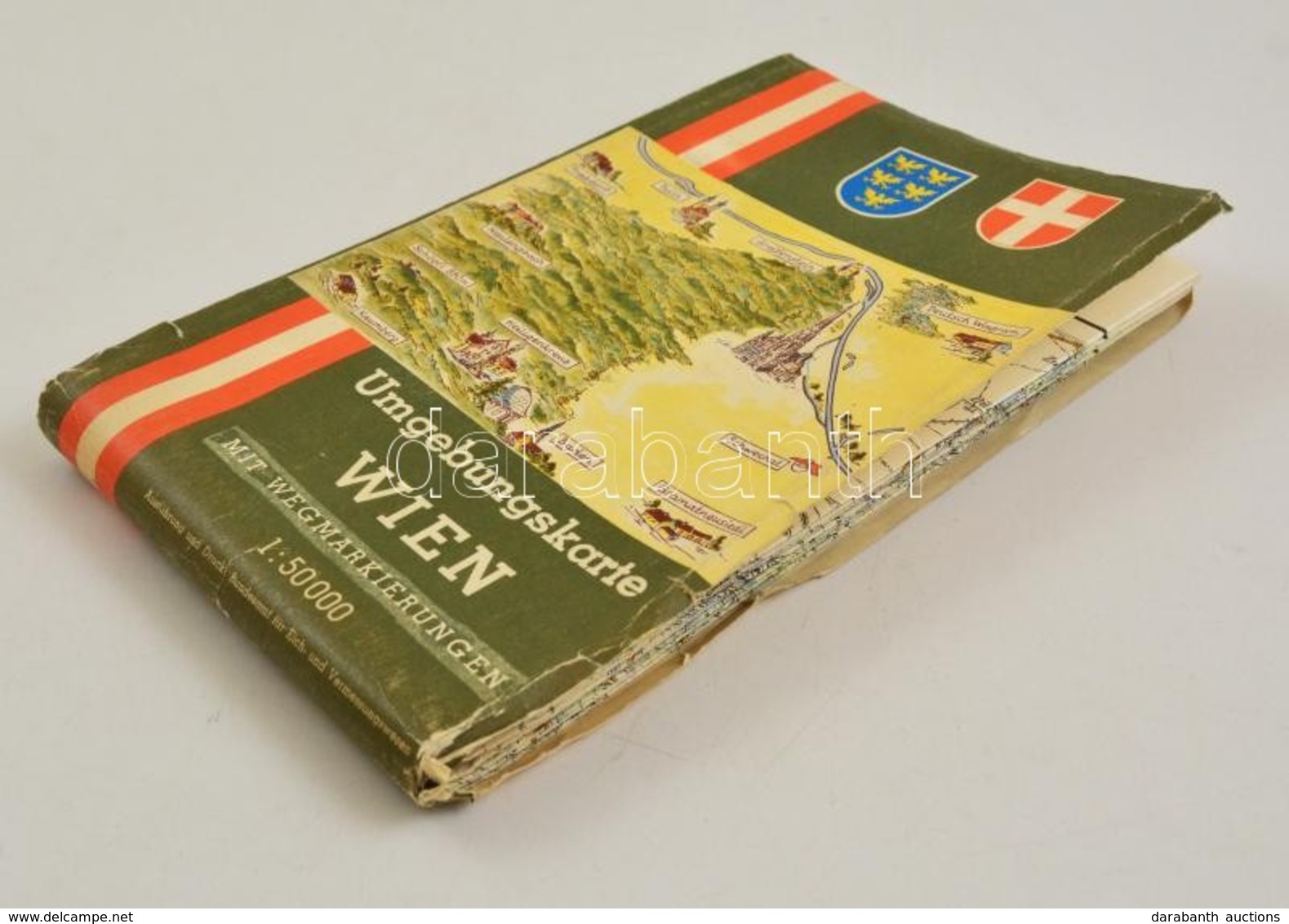 1966 Umgebungskarte Wien, Bécs és Környéke Térképe, 1:50000, Hajtás Mentén Kis Sérülésekkel - Sonstige & Ohne Zuordnung