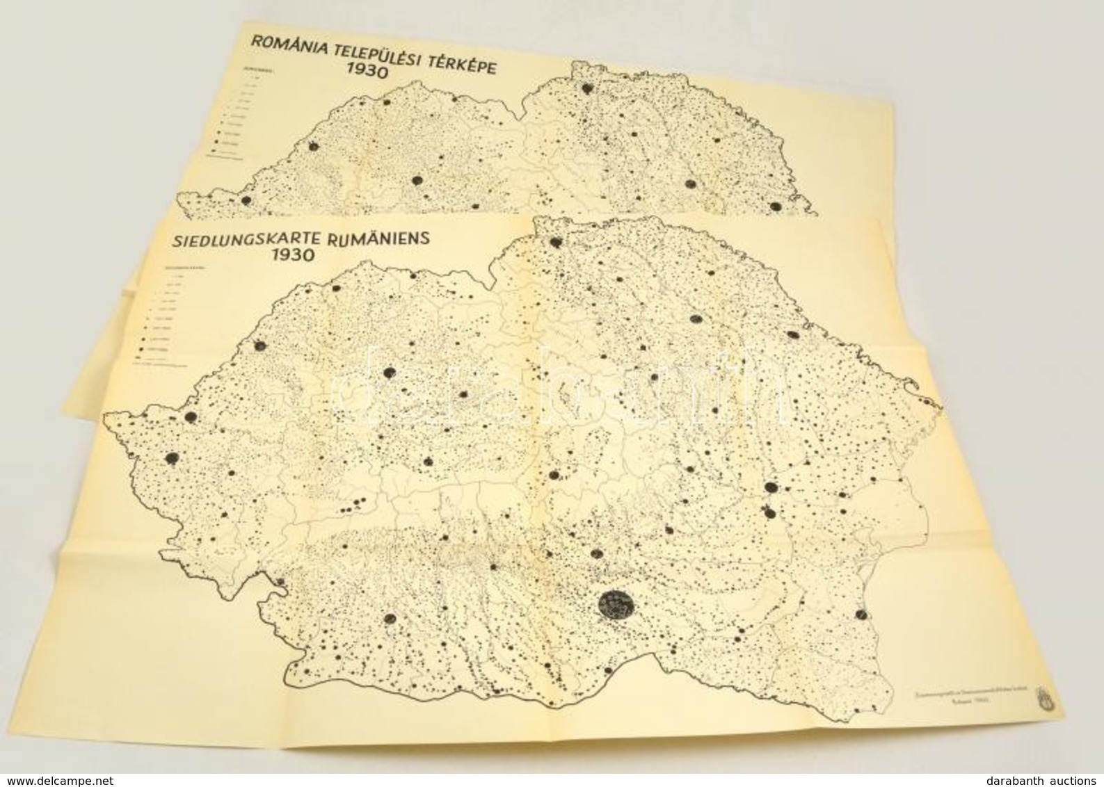 1940 Románia Települési Térképe 1930, Lépték Nélkül, Bp., Államtudományi Intézet, 87×65 Cm - Other & Unclassified
