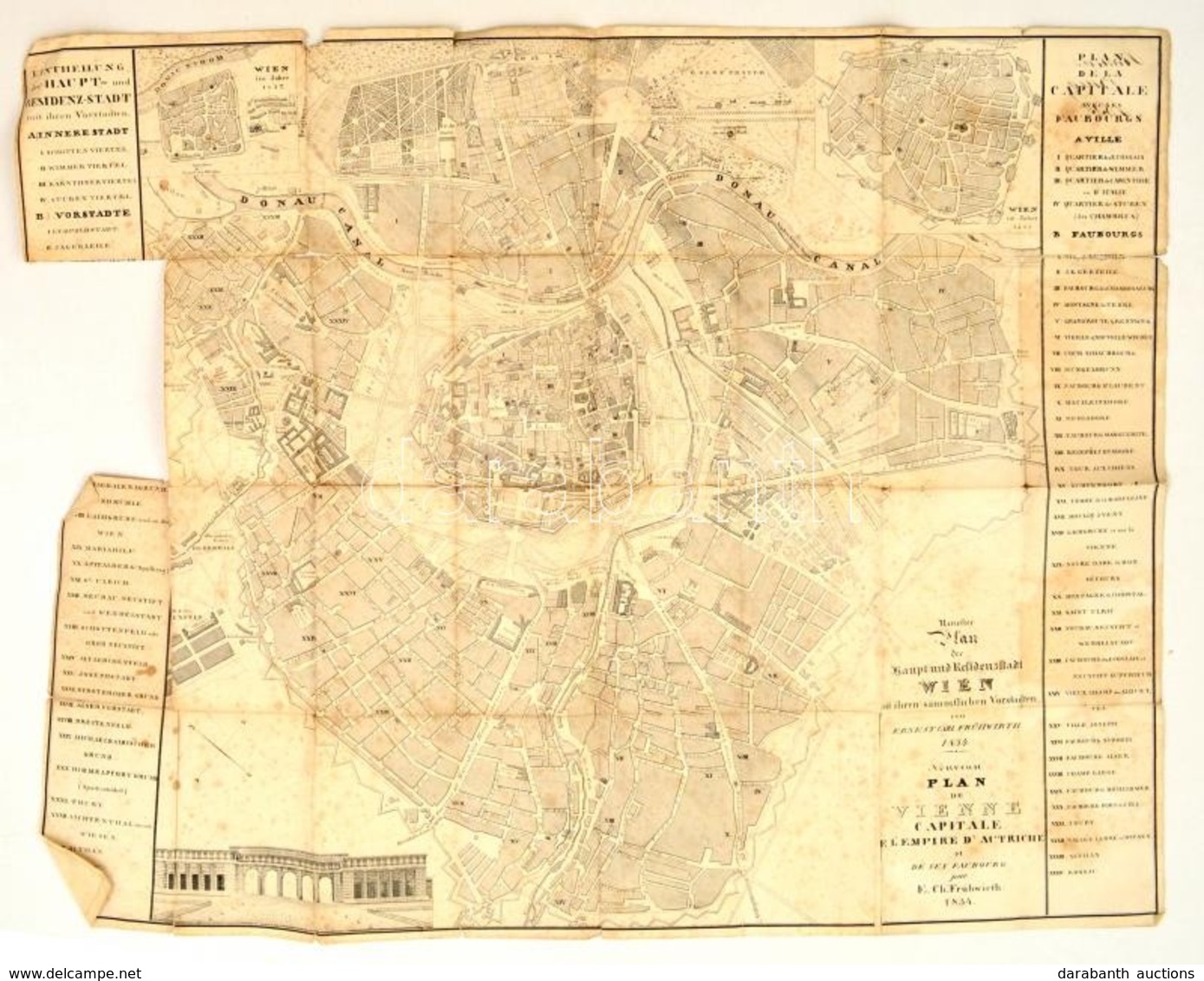 1834 Ernest Carl Frühwirth: Neuester Plan Der Haupt Und Residenzstadt Wien Mit Ihren Sämmstlichen Vorstädten. Rézmetszet - Altri & Non Classificati