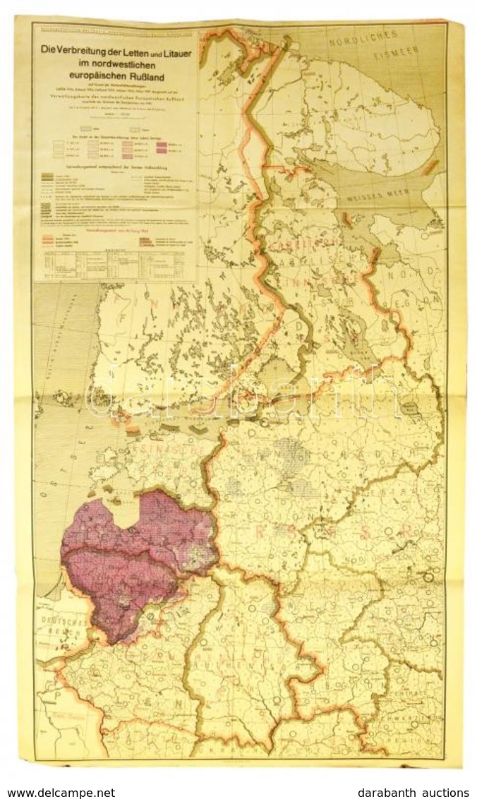 1942 Die Verbreitung Der Letten Und Litauer Im Nordwestlichen Europäischen Rußland / The Distribution Of The Latvians An - Other & Unclassified