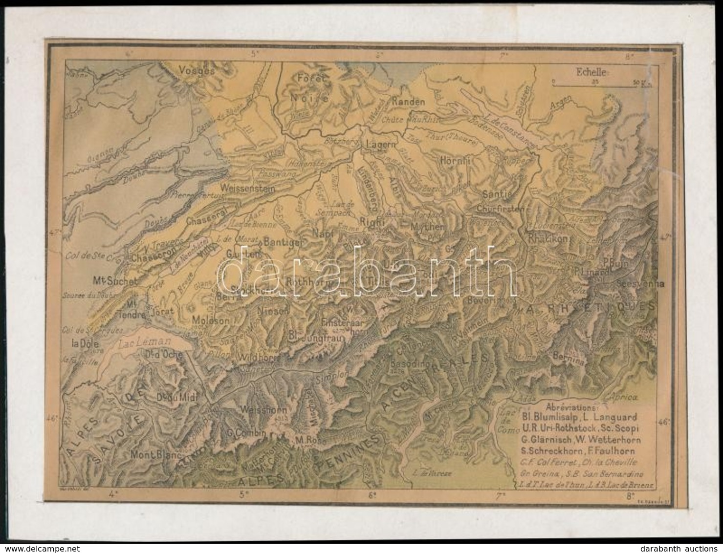 Francia Nyelvű Alpok Térkép, Ch. Decaux, Ragasztott Szakadással, Paszpartuban, 19x25,5 Vm - Autres & Non Classés