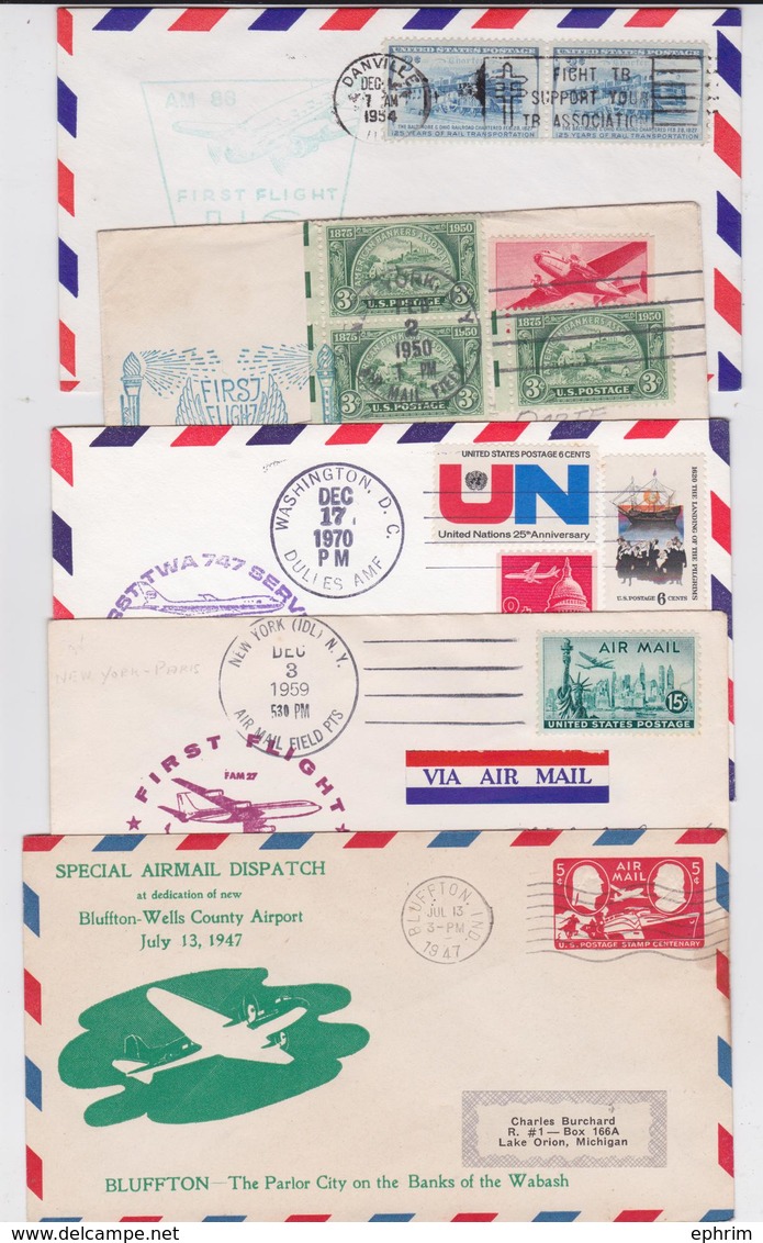 Us First Flight Cover Premier Vol Usa Beau Lot De 104 Enveloppes TWA Lufthansa Sas Sabena Boeing Pan American Klm Iberia - Airplanes