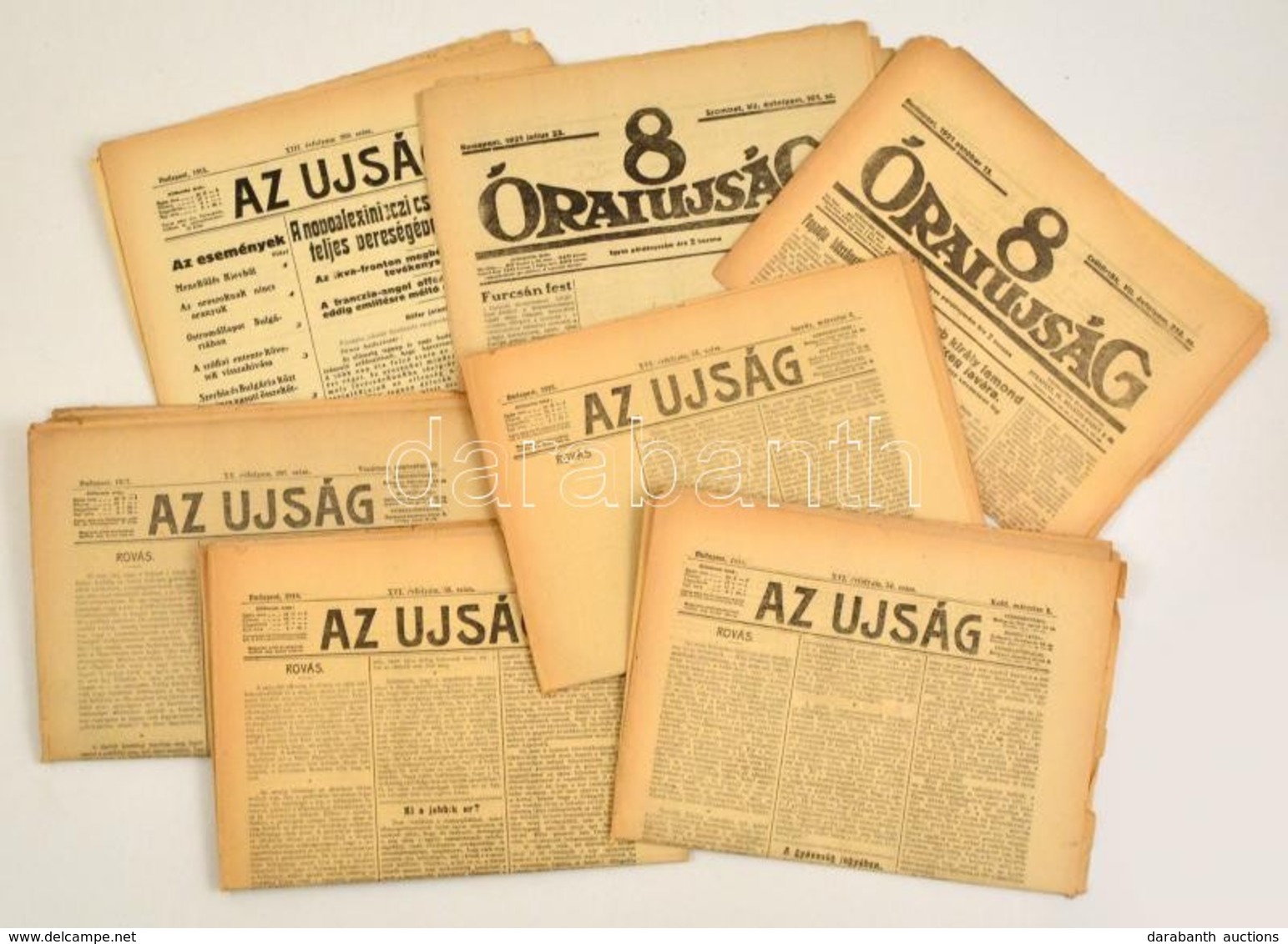 1915-1921 Vegyes újság Tétel, 7 Db: Az újság 5 Db (1915-1918) Száma, 8 Órai Újság 2 Száma (1921), Bennük A Kor Híreivel, - Unclassified