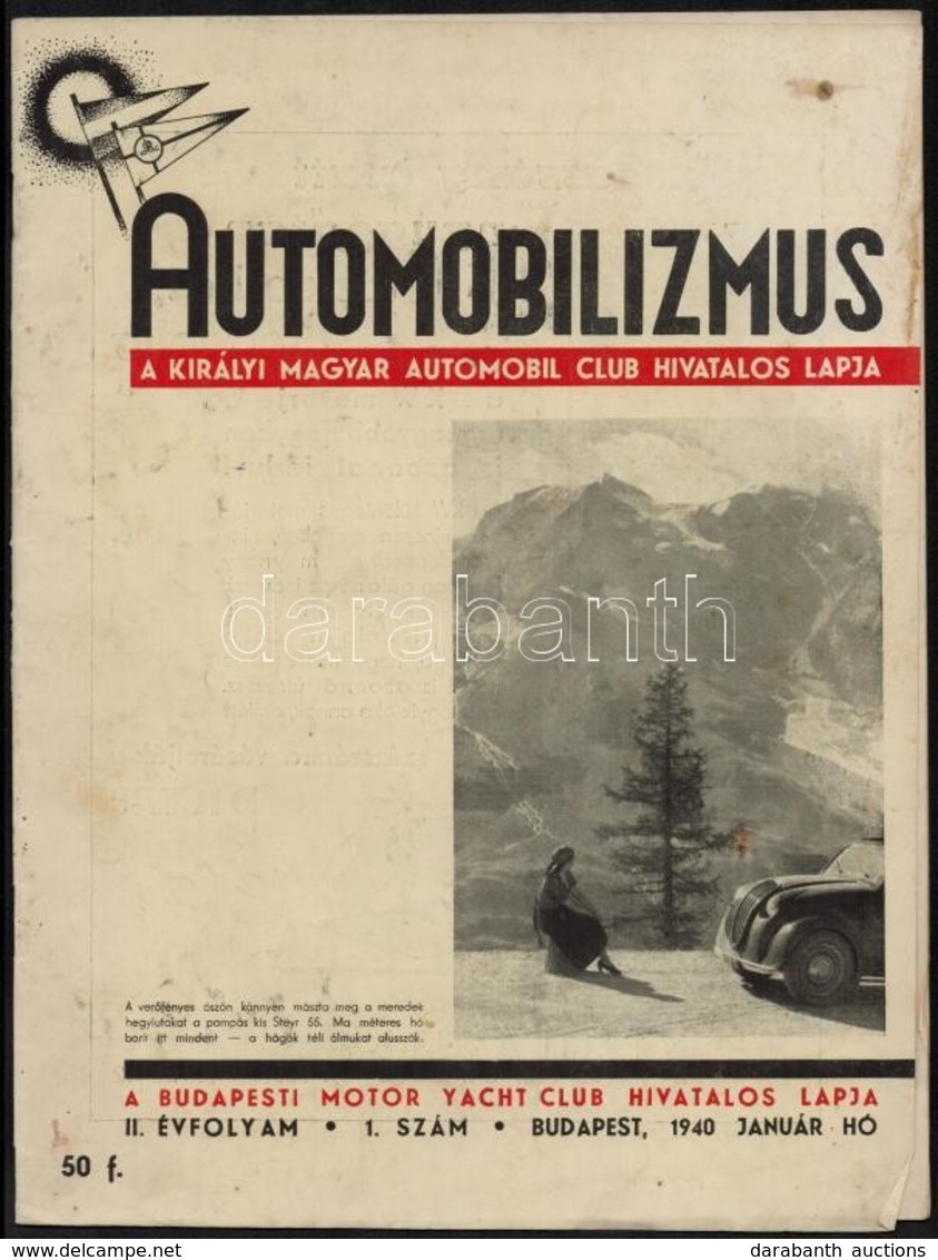 1939 Bp., Az Automobilizmus, A Királyi Magyar Automobil Club Hivatalos Lapja II. évfolyam 1. Szám - Non Classés