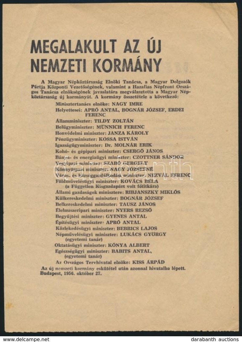 1956 3 Db Forradalmi Röplap, Köztük A Nagy Imre Kormány Megalakulása, A Diákság Kiállása Nagy Imre Mellett. - Sin Clasificación