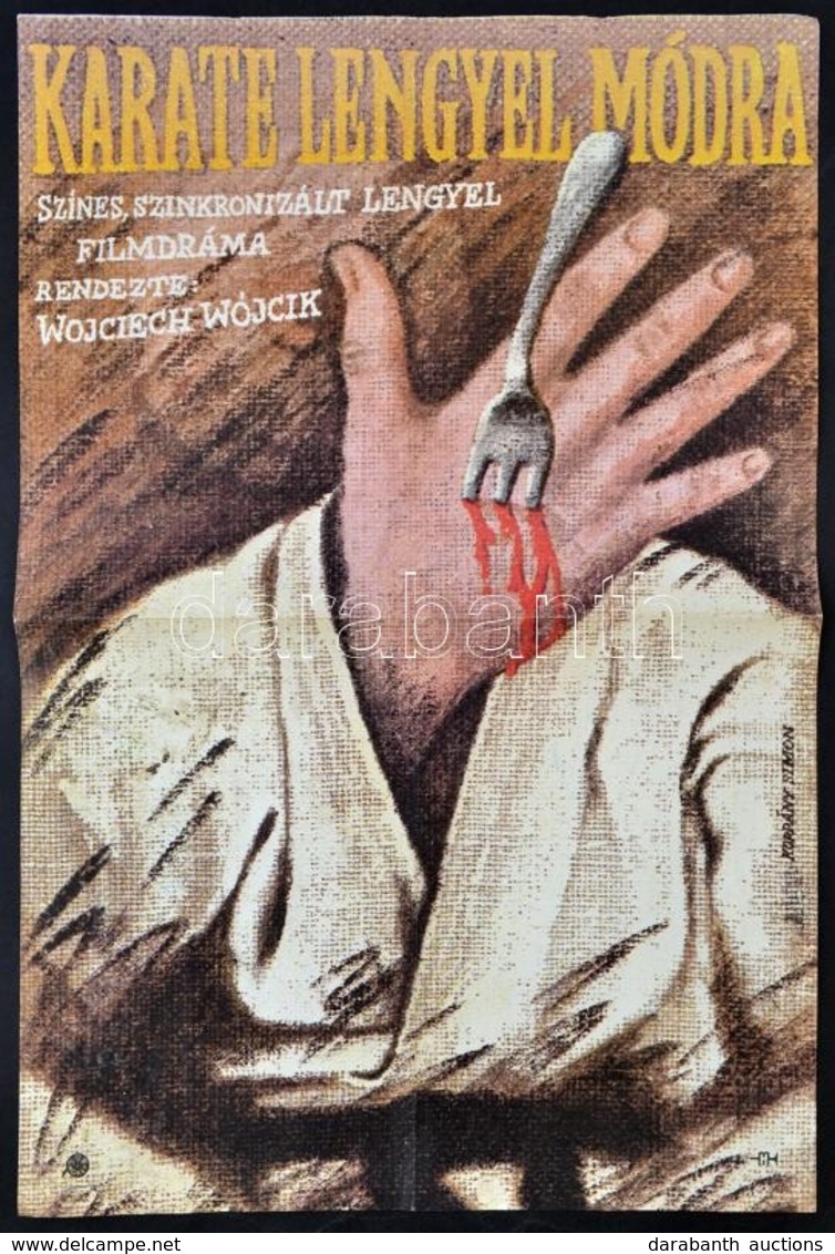 1983 Koppány Simon (1943-): Karate Lengyel Módra, Lengyel Film Plakát, Hajtásnyommal, 60x41 Cm - Sonstige & Ohne Zuordnung