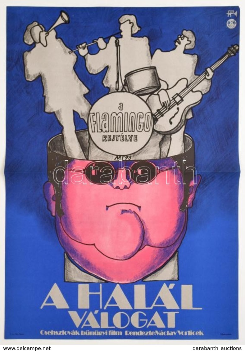 1973 A Halál Válogat, Csehszlovák Bűnügyi Film Plakát, Hajtásnyommal, 56x39,5 Cm - Other & Unclassified