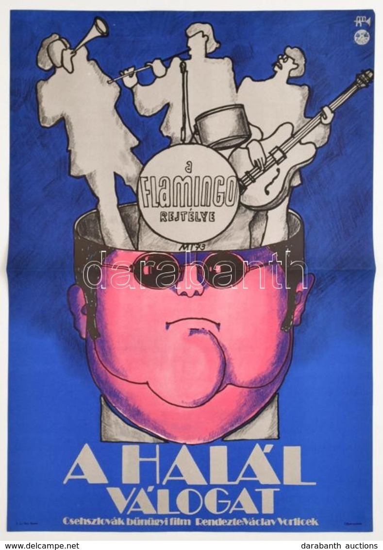 1973 A Halál Válogat, Csehszlovák Bűnügyi Film Plakát, Hajtásnyommal, 56x39,5 Cm - Autres & Non Classés