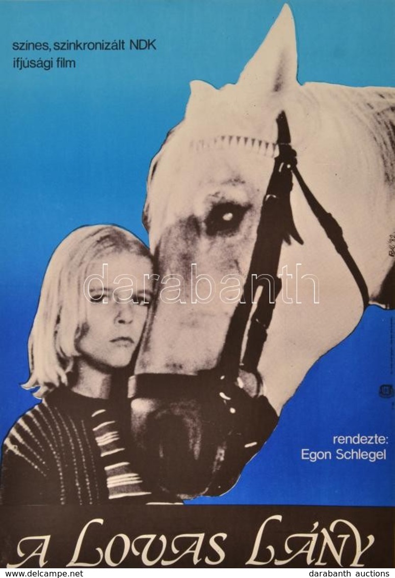 1982 A Lovas Lány, NDK Ifjúsági Film Plakát, Hajtásnyommal, 56x39 Cm - Sonstige & Ohne Zuordnung