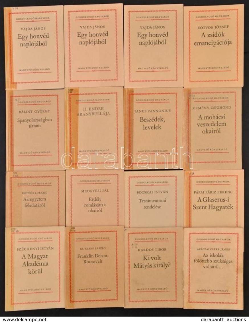 Gondolkodó Magyarok Sorozat 16 Kötete: Bp.,1981-1988, Magvető. Kiadói Papírkötés, Változó állapotban, Közte Sok Volt Kön - Non Classés