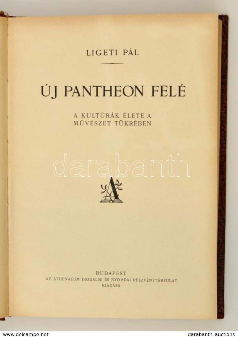 Ligeti Pál: Új Pantheon Felé. A Kulturák élete A Művézet Tükrében. Bp., [1926], Athenaeum. Átkötött Kartonált Papírkötés - Non Classés