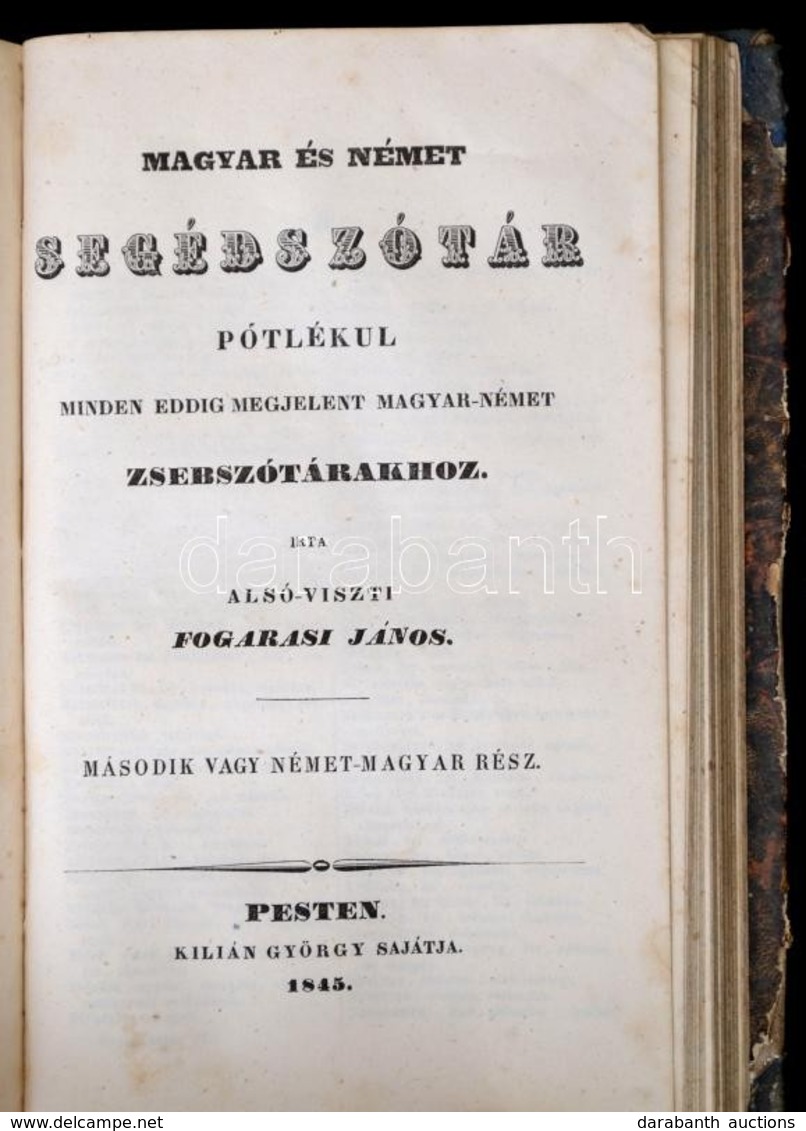 Alsó-viszti Fogarasi János: Magyar és Német Segédszótár, Pótlékul Minden Eddig Megjelent Magyar-német Zsebszótárakhoz. I - Unclassified
