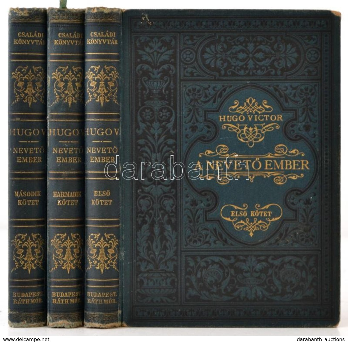 Hugo Victor: A Nevető Ember I-III. Kötet. Fordította: Huszár Imre. Bp., 1892, Ráth Mór. Második Kiadás. Kiadói Aranyozot - Sin Clasificación