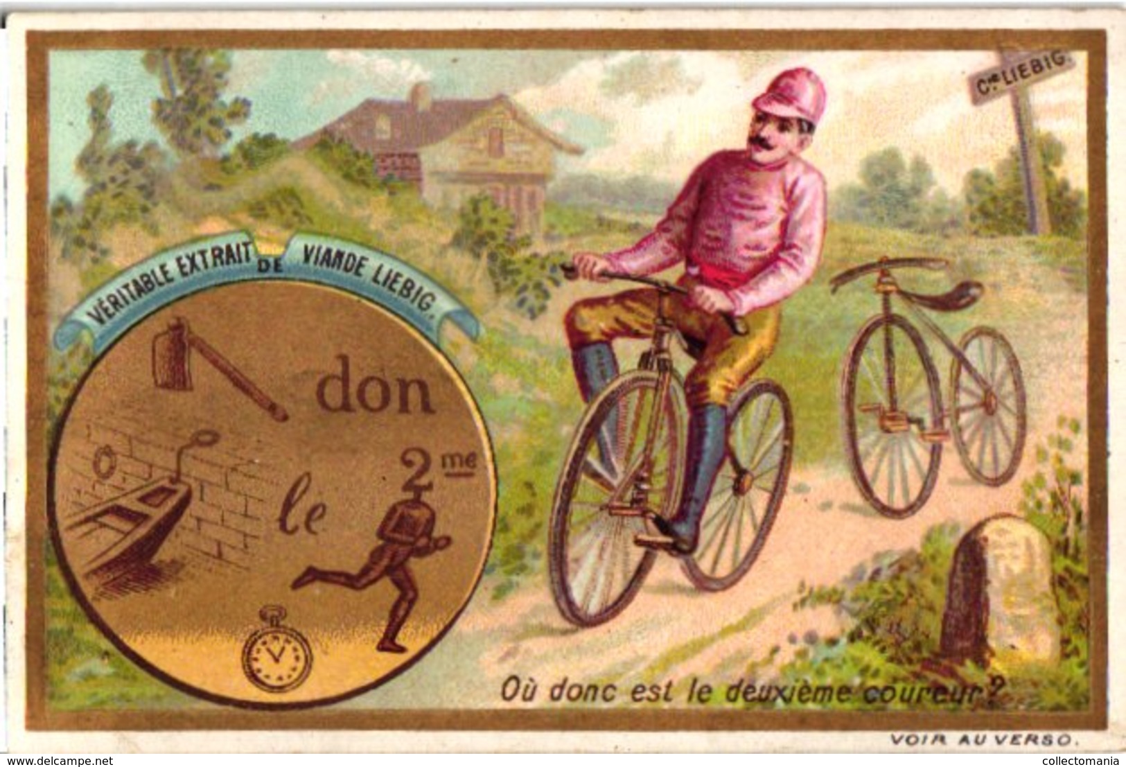 0395  Liebig 6 Cards-Puzzles-Hidden Objects-Word Pictures-Rebus-Bicyclette-  C1893 Litho- - Liebig