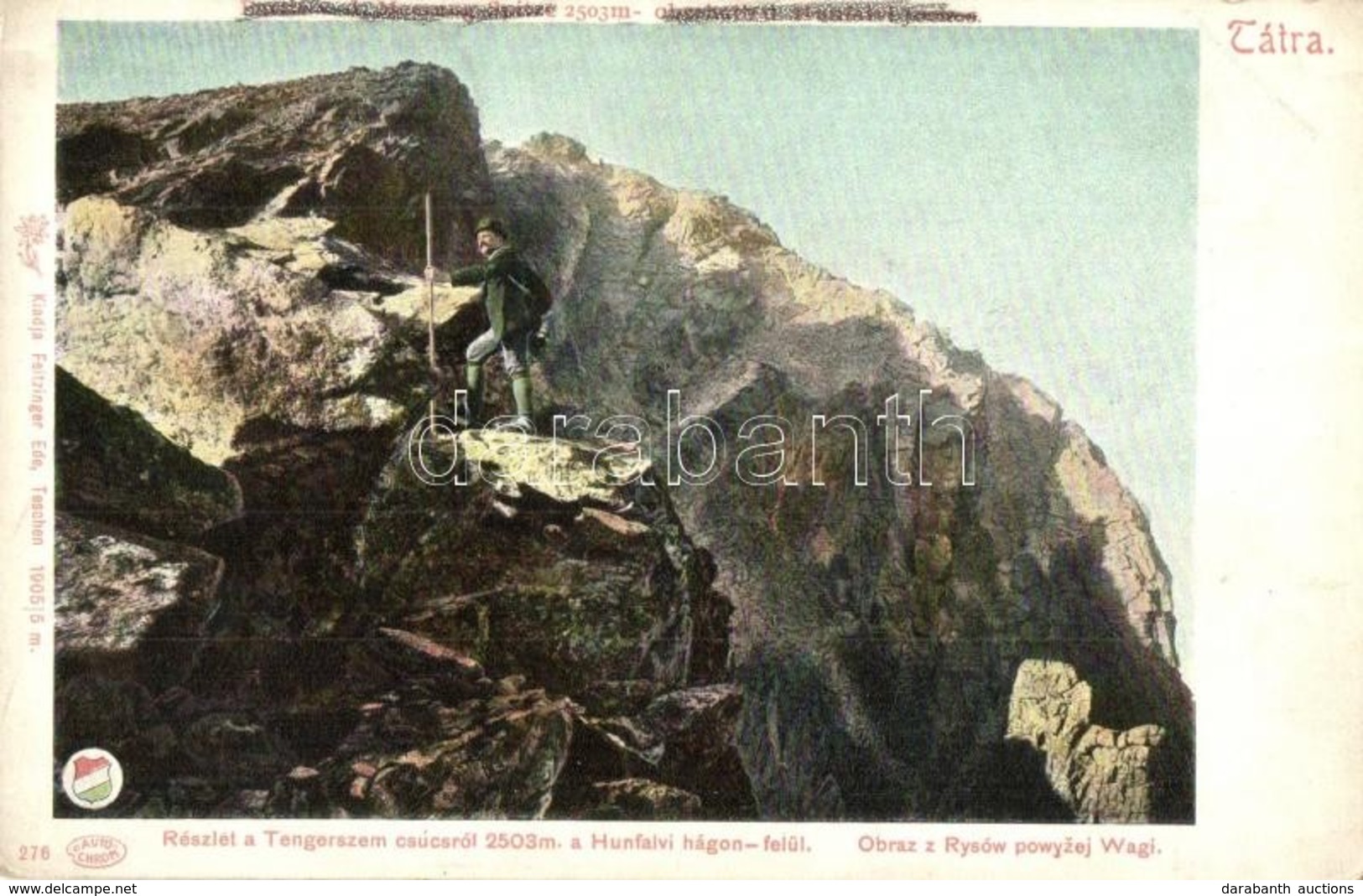 ** 2 Db RÉGI Képeslap; Tátra, Kiránduló Litho Művészlap / 2 Pre-1945 Postcards: Tatry,  Hiker Litho Art Postcard - Unclassified