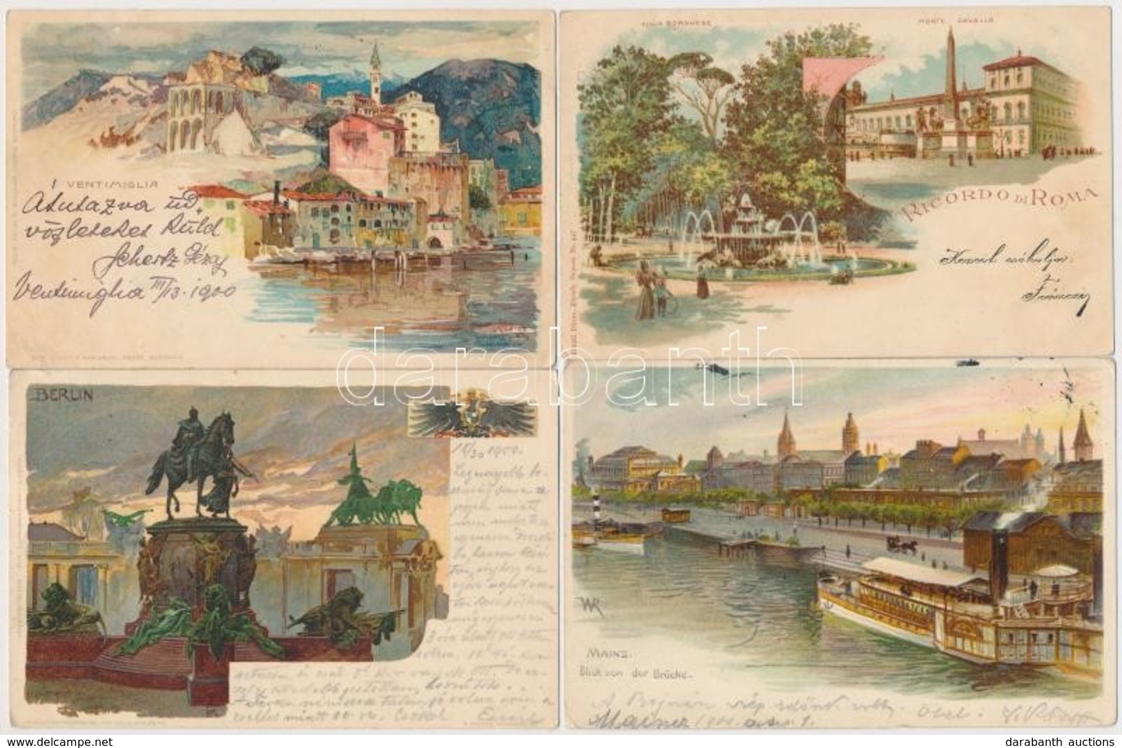 * 11 Db RÉGI Külföldi Városképes Lap, Sok Olasz és Német / 11 Pre-1945 European Town-view Postcards With Many Italian An - Non Classés