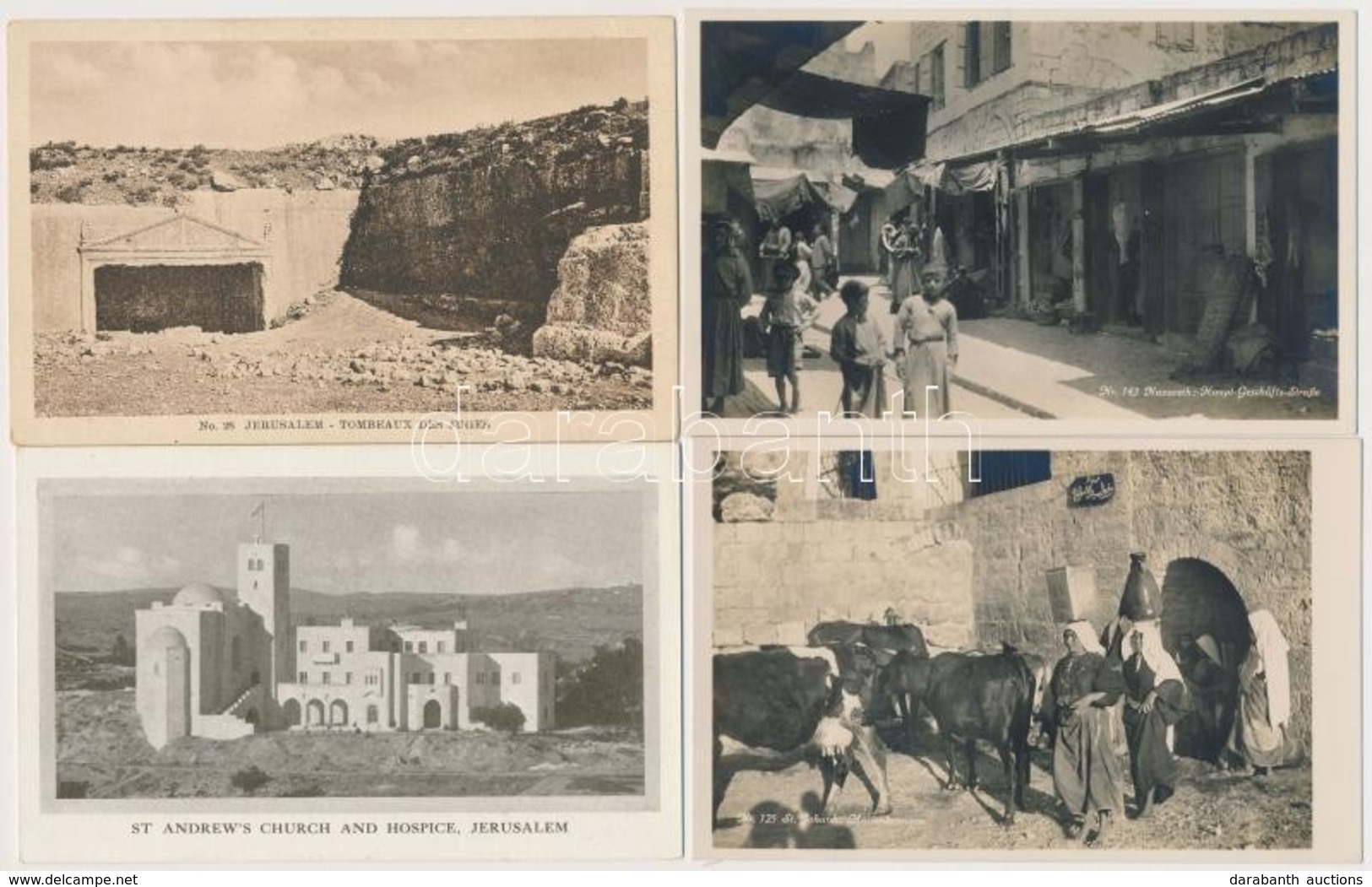 ** 5 Db RÉGI Izraeli Városképes Lap / 5 Pre-1945 Town-view Postcards From Israel - Unclassified
