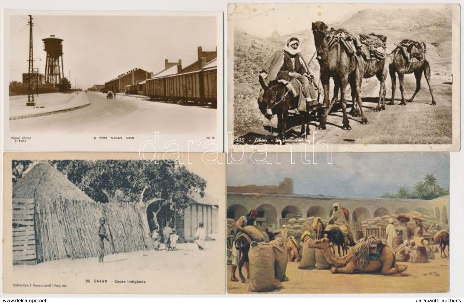 ** * 4 Db RÉGI Afrikai Városképes Lap / 4 Pre-1945 African Town-view Postcards - Non Classés