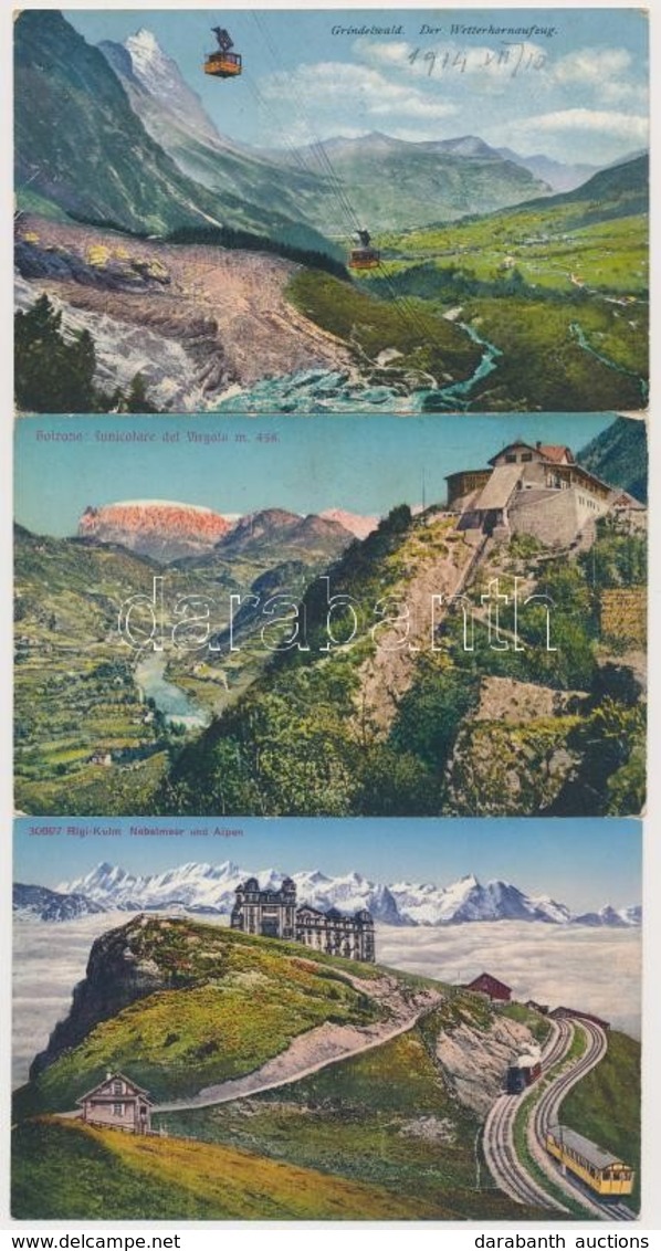 ** * 4 Db RÉGI Külföldi Fogaskerekűket ábrázoló Képeslap / 4 Pre-1945 Postcards With European Funiculars - Non Classés