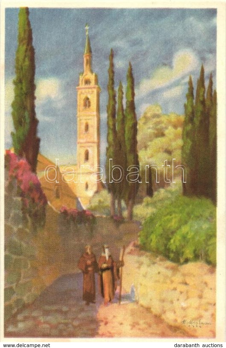 ** 10 Db Bibliai Témájú, Szentföldet ábrázoló Művészlap, Kiadja A Szentföld Biztosi Hivatala / 17 Biblical Art Postcard, - Unclassified