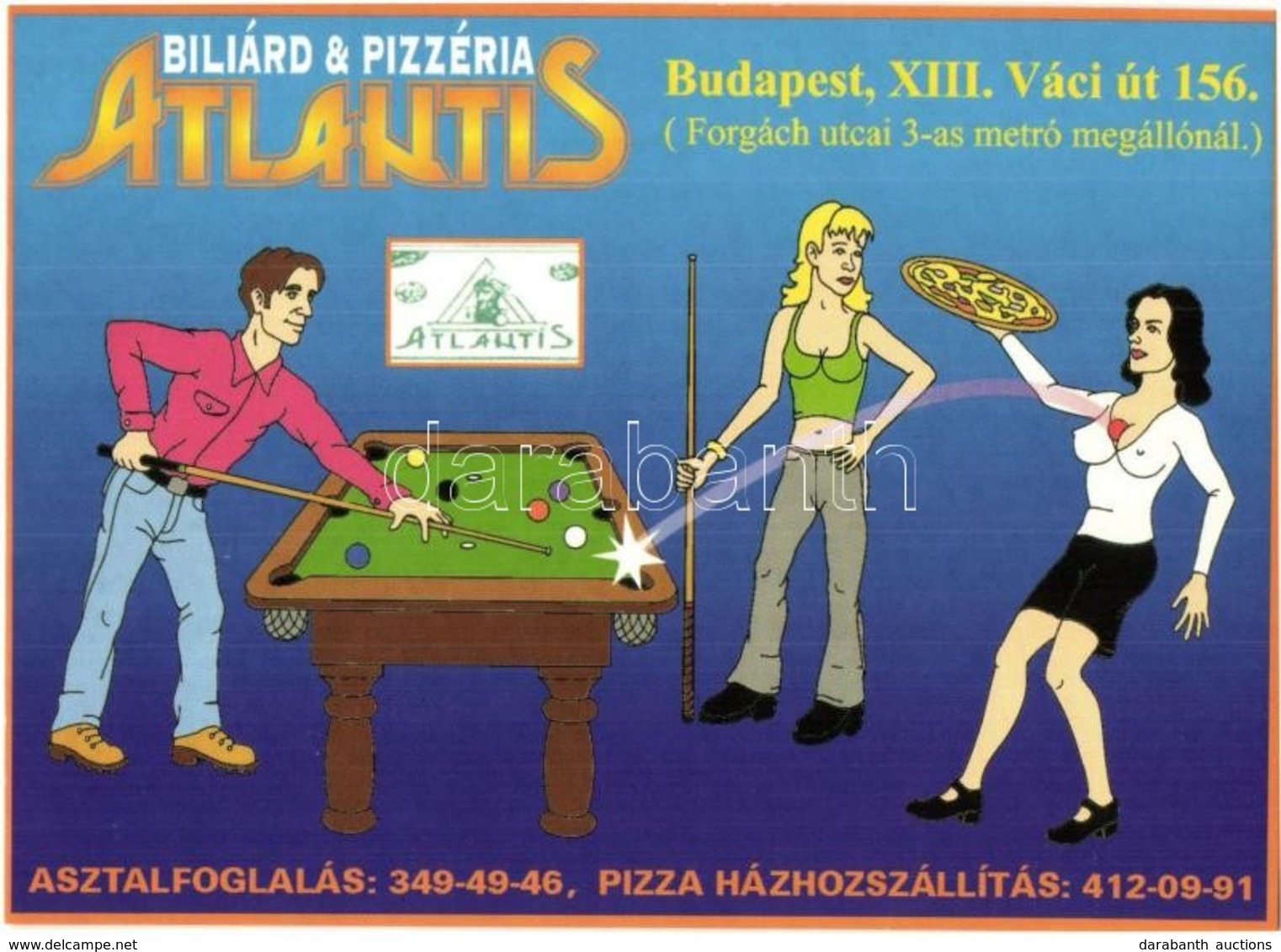 ** Budapest XIII. Kerület, Fáy és Csavargyári Utcai Munkászszálló, Atlantis Biliárd és Pizzéria - 3 Db Modern Képeslap / - Sin Clasificación