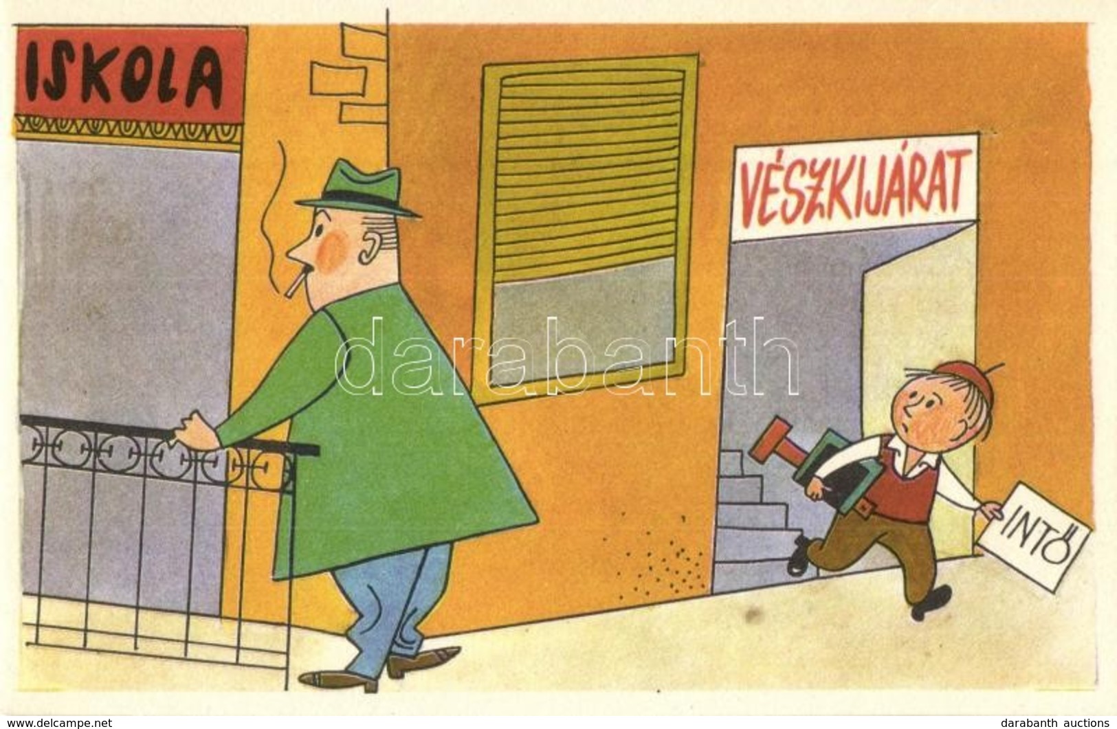 ** 5 Db MODERN Magyar Humoros Grafikai Motívumlap / 5 Modern Humorous Hungarian Graphic Motive Postcards - Ohne Zuordnung