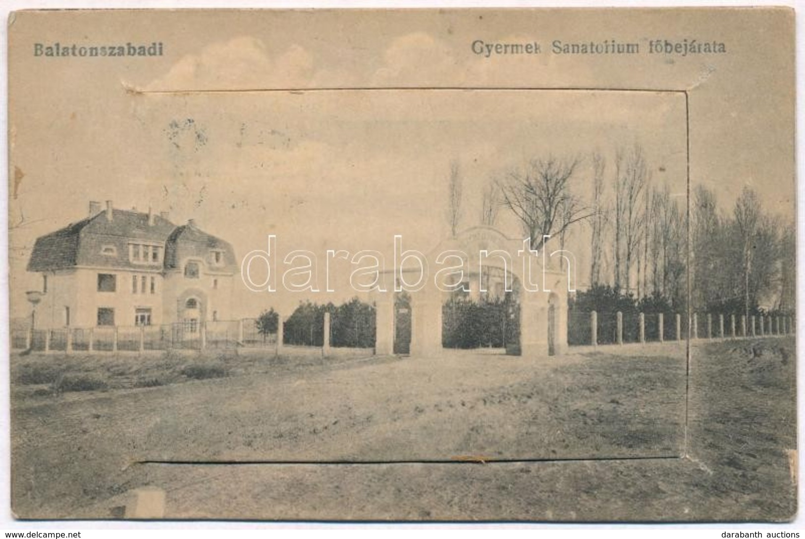 T2/T3 1918 Balatonszabadi, Bezerédj Victor Gyermekszanatórium Főbejárata. Leporellolap / Leporellocard - Unclassified