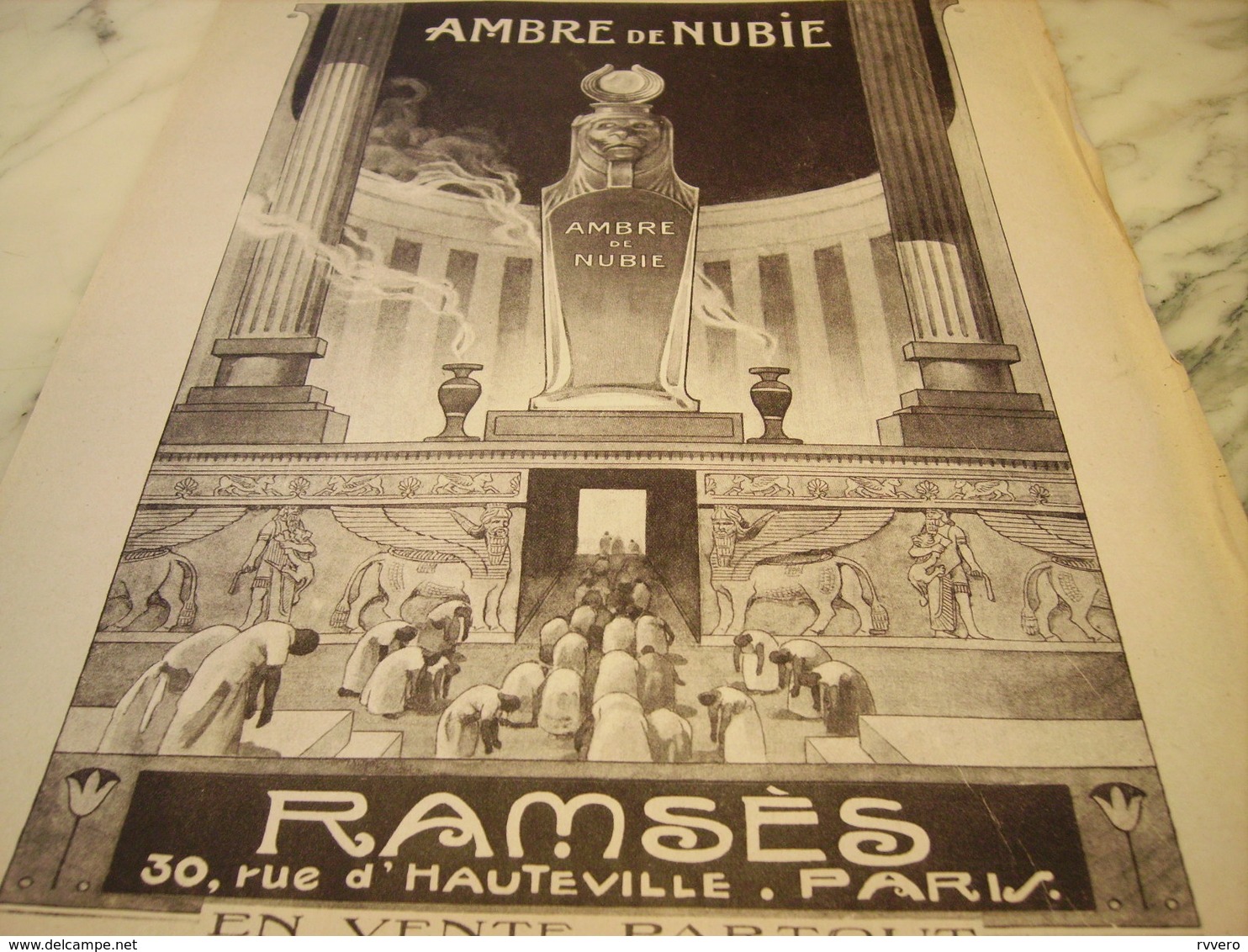 ANCIENNE PUBLICITE PARFUM AMBRE DE NUBIE  DE RAMSES   1920 - Publicités