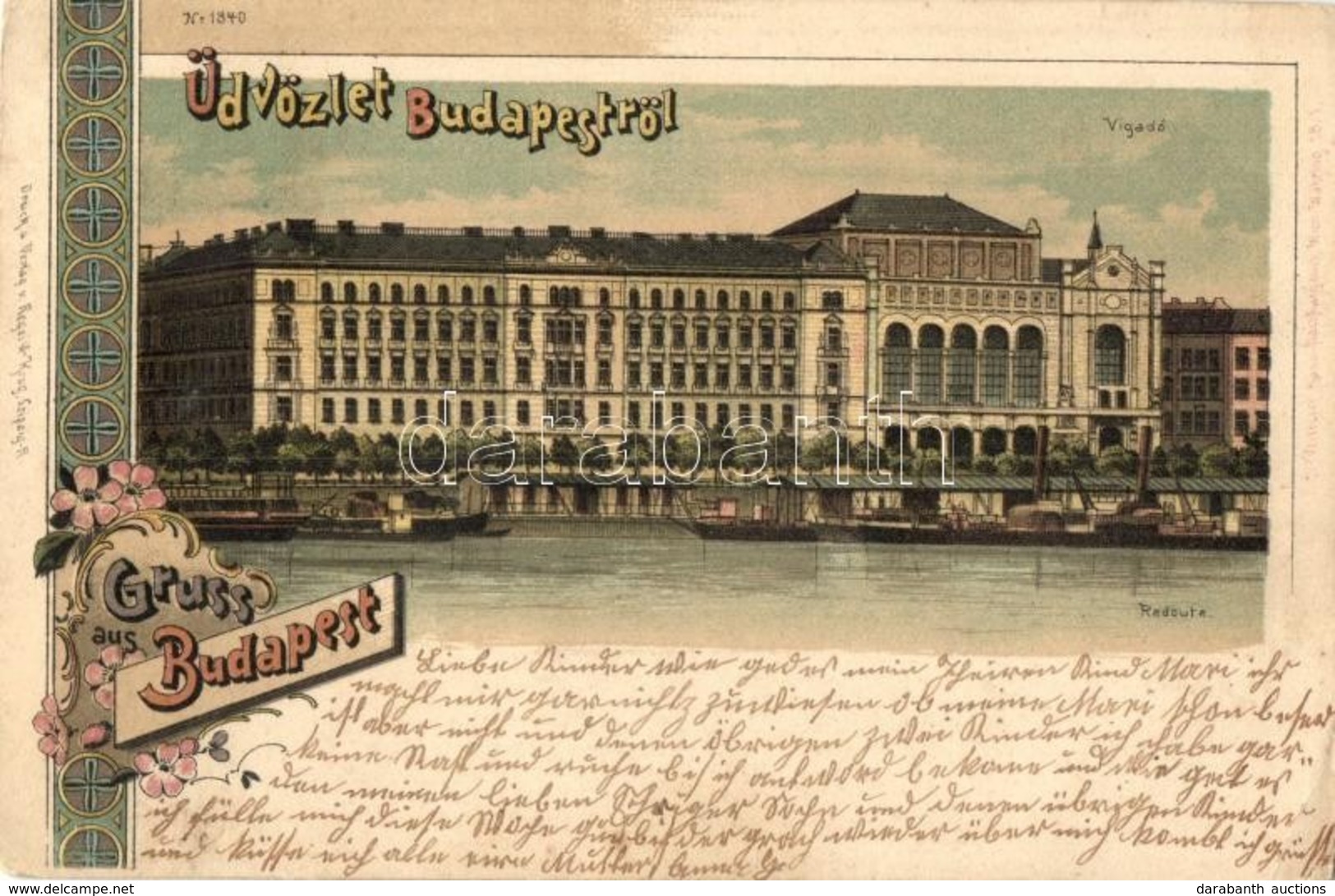 * T2/T3 1901 Budapest V. Vigadó A Dunáról Nézve, Uszályok. Regel & Krug Litho (Rb) - Non Classés