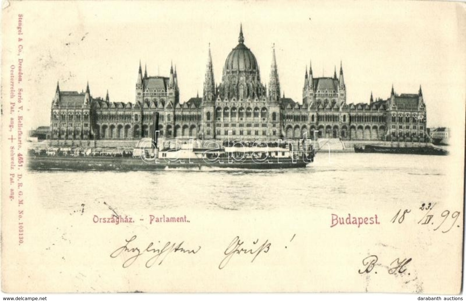 T2/T3 1899 Budapest V. Országház, Gőzhajó, Stengel Emb. (EK) - Ohne Zuordnung
