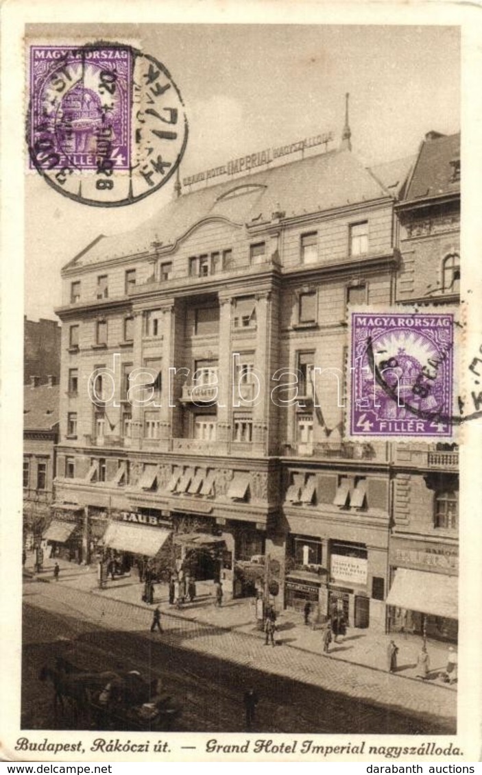 T2/T3 Budapest VII. Rákóczi út, Grand Hotel Imperial Nagyszálloda, Taub és Baross üzlete. TCV Card (EK) - Unclassified