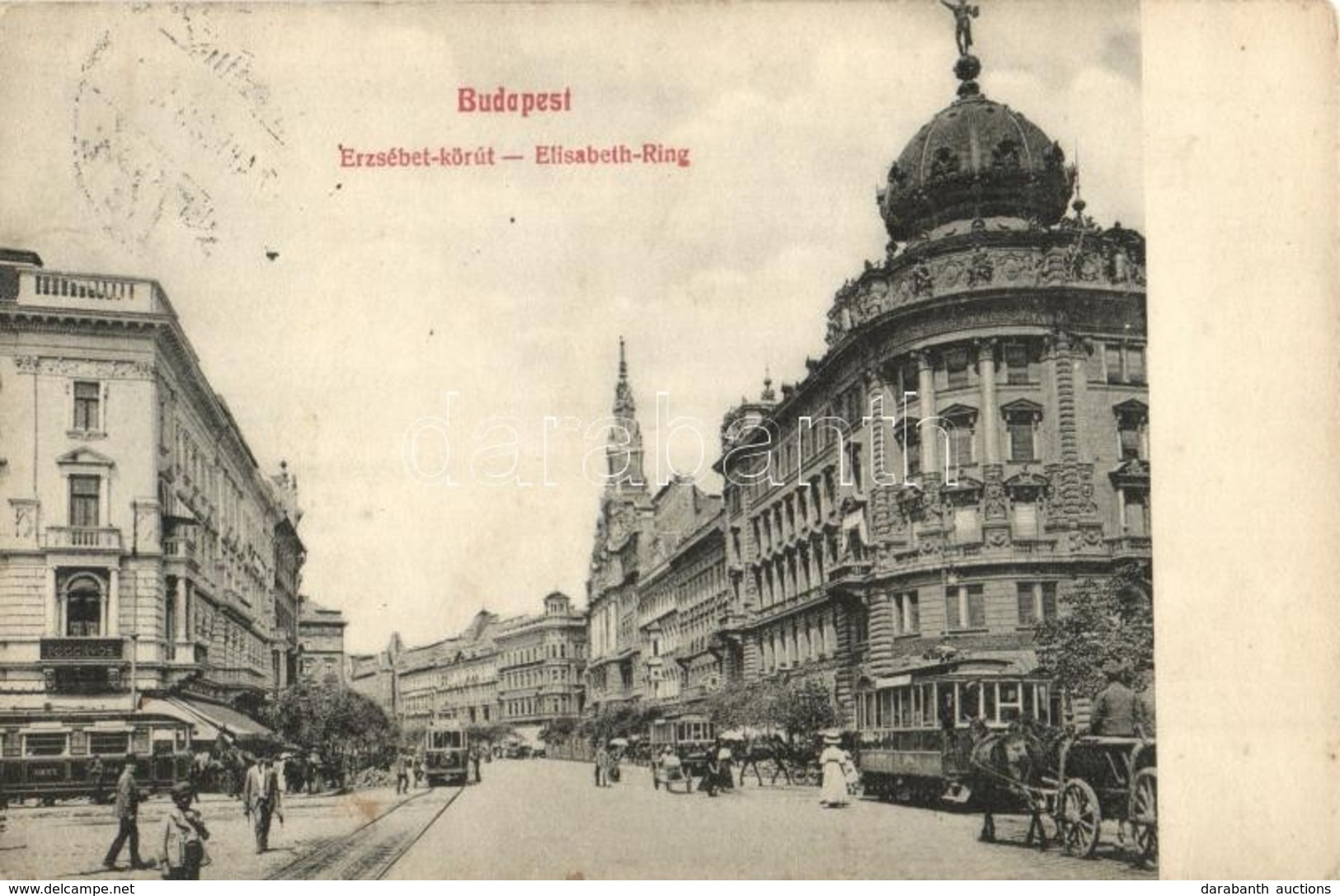* T2/T3 Budapest VII. Erzsébet Körút, Villamos, Fogorvos, Takarékpénztár, üzletek (Rb) - Non Classés