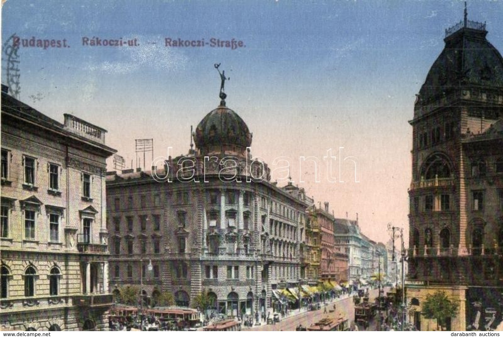 T2/T3 1916 Budapest VIII. Rákóczi út (Blaha Lujza Tér), Gyógyszertár, Villamosok (EK) - Ohne Zuordnung