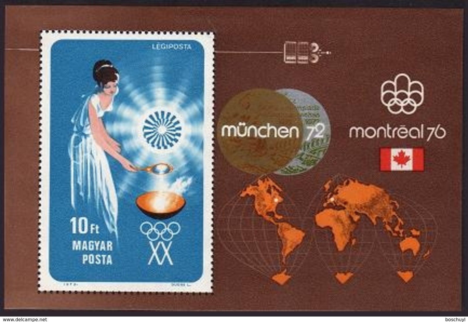 Hungary, 1973, Olympic Summer Games Munich And Montreal, Space, MNH Perforated, Michel Block 96A - Autres & Non Classés
