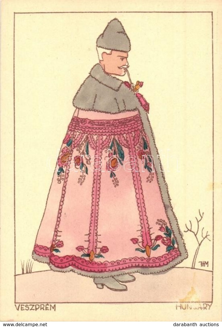 ** T2/T3 1935 Veszprém. Magyar Népviselet / Hungarian Folklore Art Postcard S: Holló M. - Unclassified