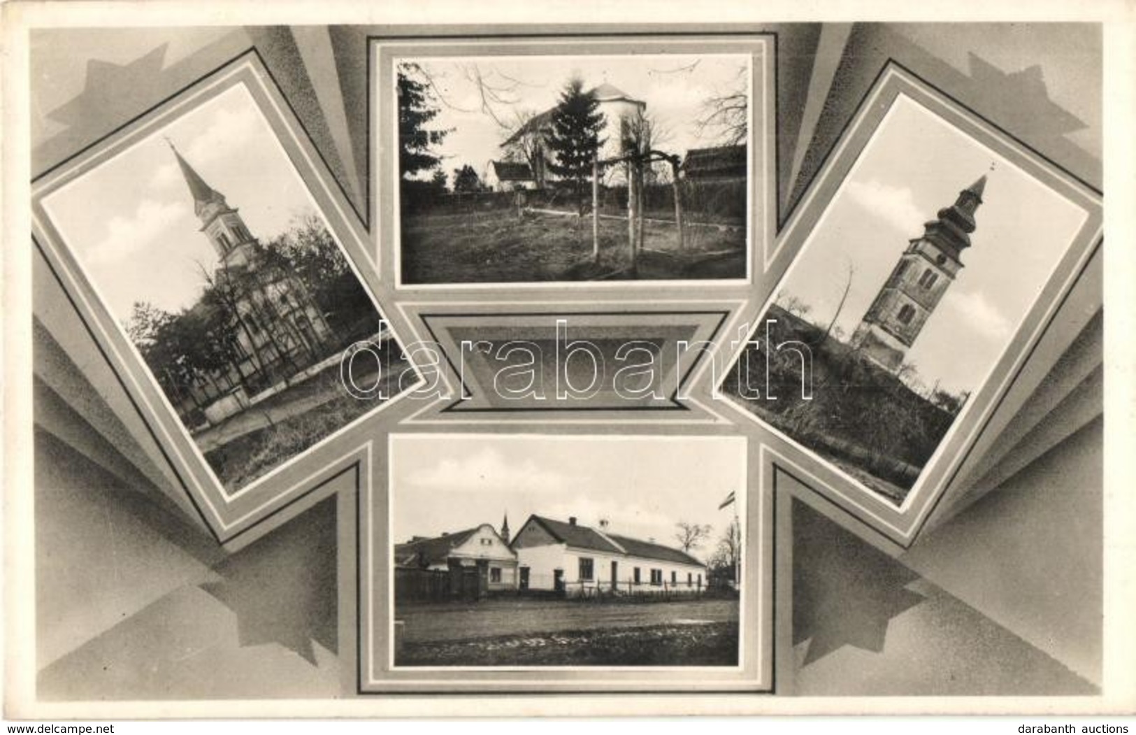 ** T1/T2 Biharpüspöki, Bischof Bihar, Episcopia Bihor; Templomok, Országzászló / Churches, Hungarian Flag - Unclassified