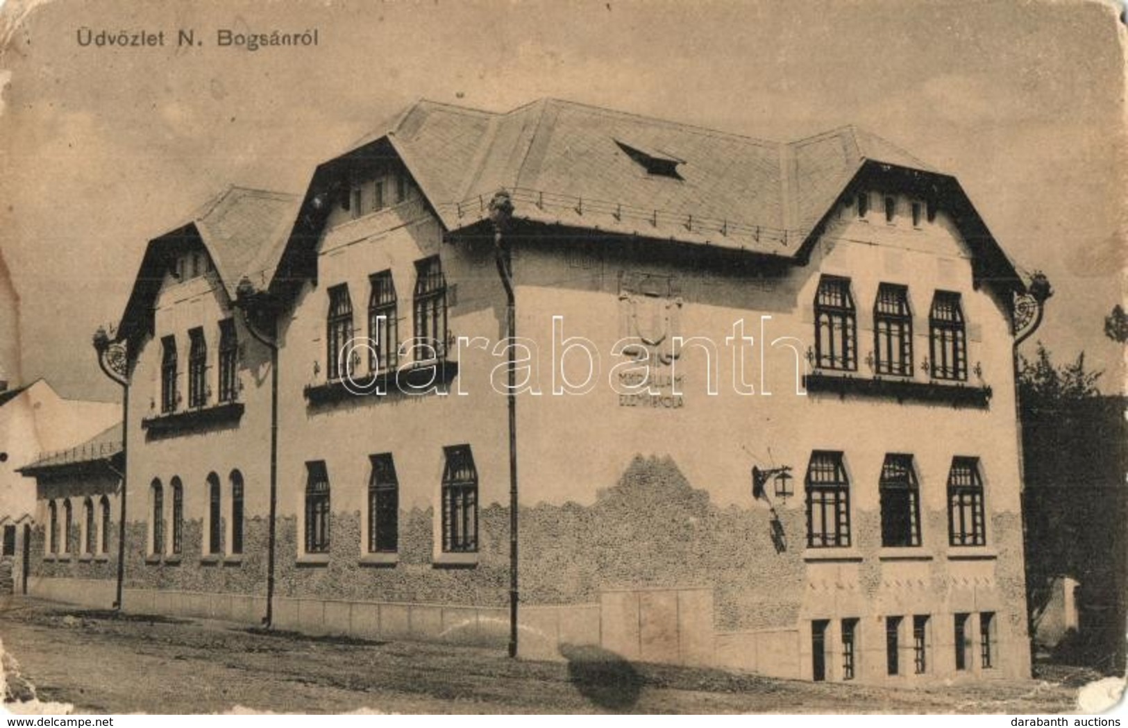 T3 1914 Boksánbánya, Németbogsán, Bocsa; M. Kir. állami Elemi Iskola. Szábonáry Károly Fényképezte / School (kopott Sark - Non Classificati