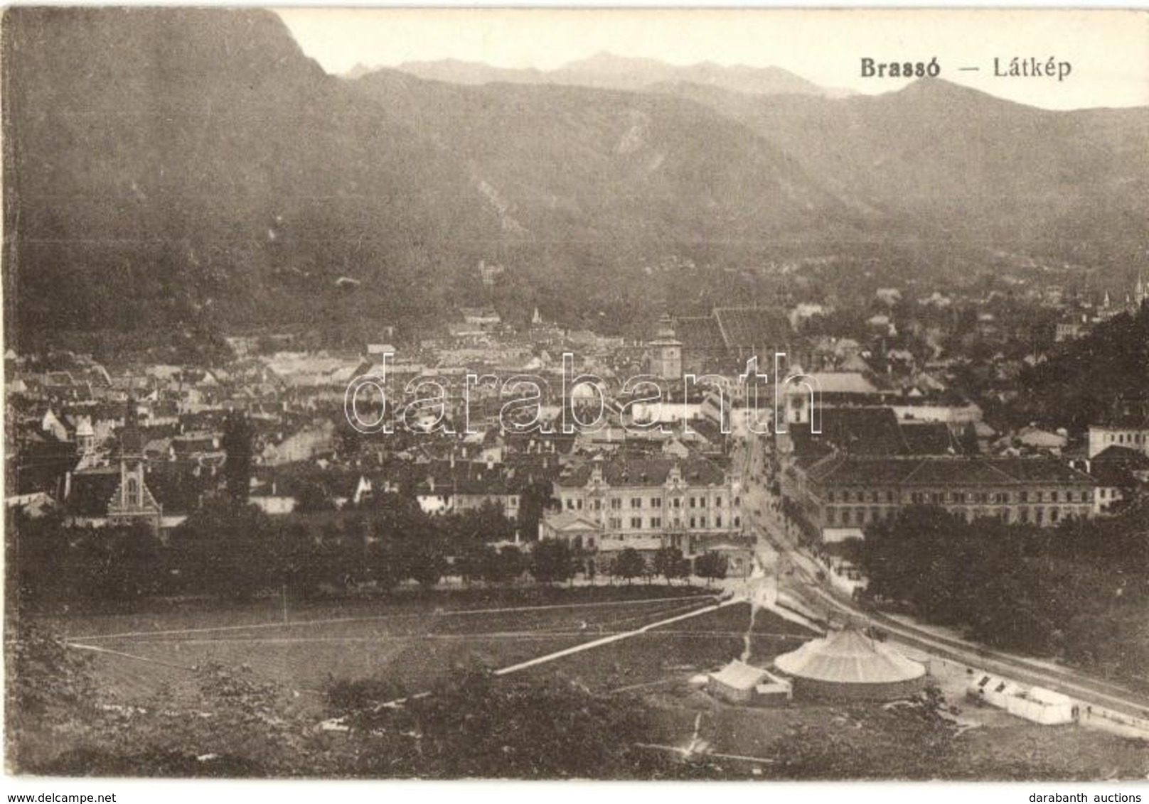 ** T2 Brassó, Kronstadt, Brasov; Látkép, Előtérben Sátorcirkusz / General View, Tent Circus - Unclassified