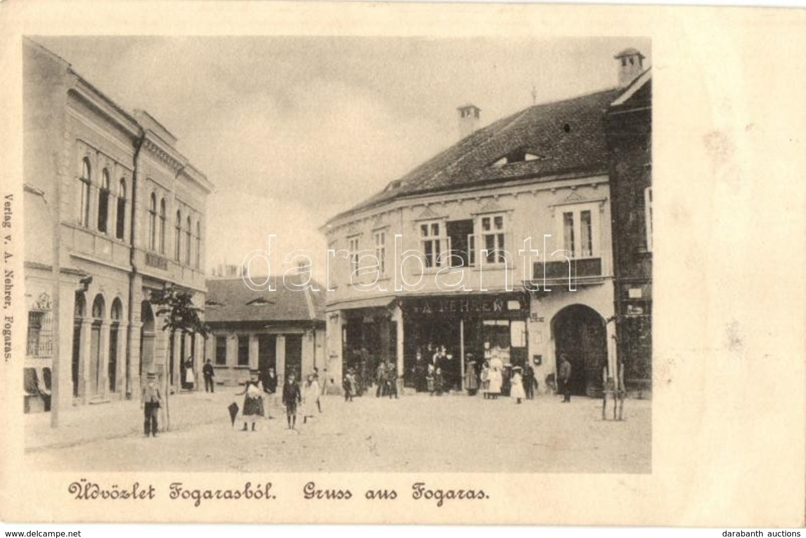 ** T2/T3 Fogaras, Fagaras; Piac Tér, Szálloda, A. Nehrer üzlete és Saját Kiadása / Market Square, Hotel, Shops, Publishe - Unclassified