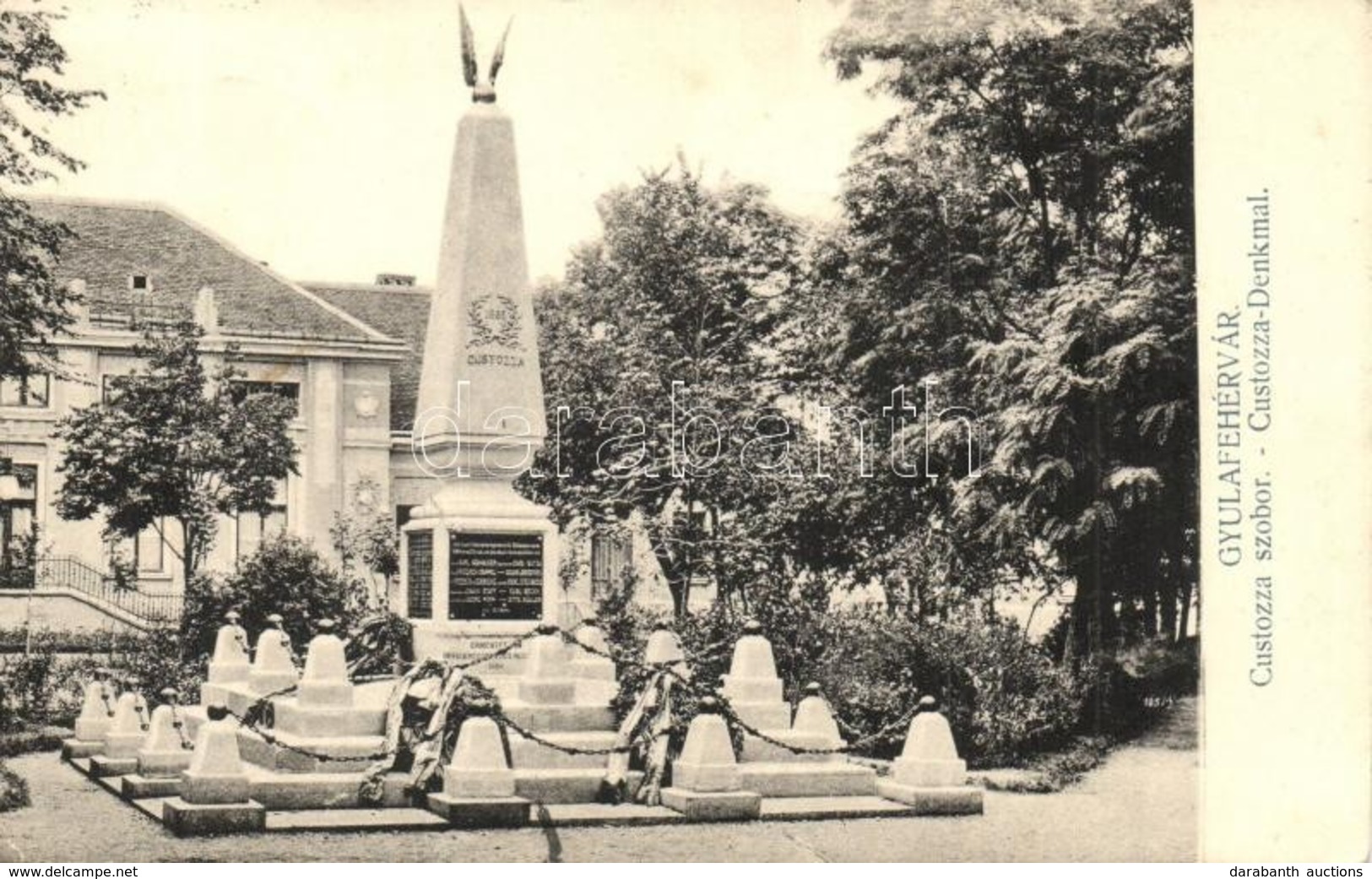 T2/T3 Gyulafehérvár, Karlsburg, Alba Iulia; Custozza Szobor. Petri F. Vilmos Kiadása / Custozza-Denkmal / Statue (EK) - Non Classés