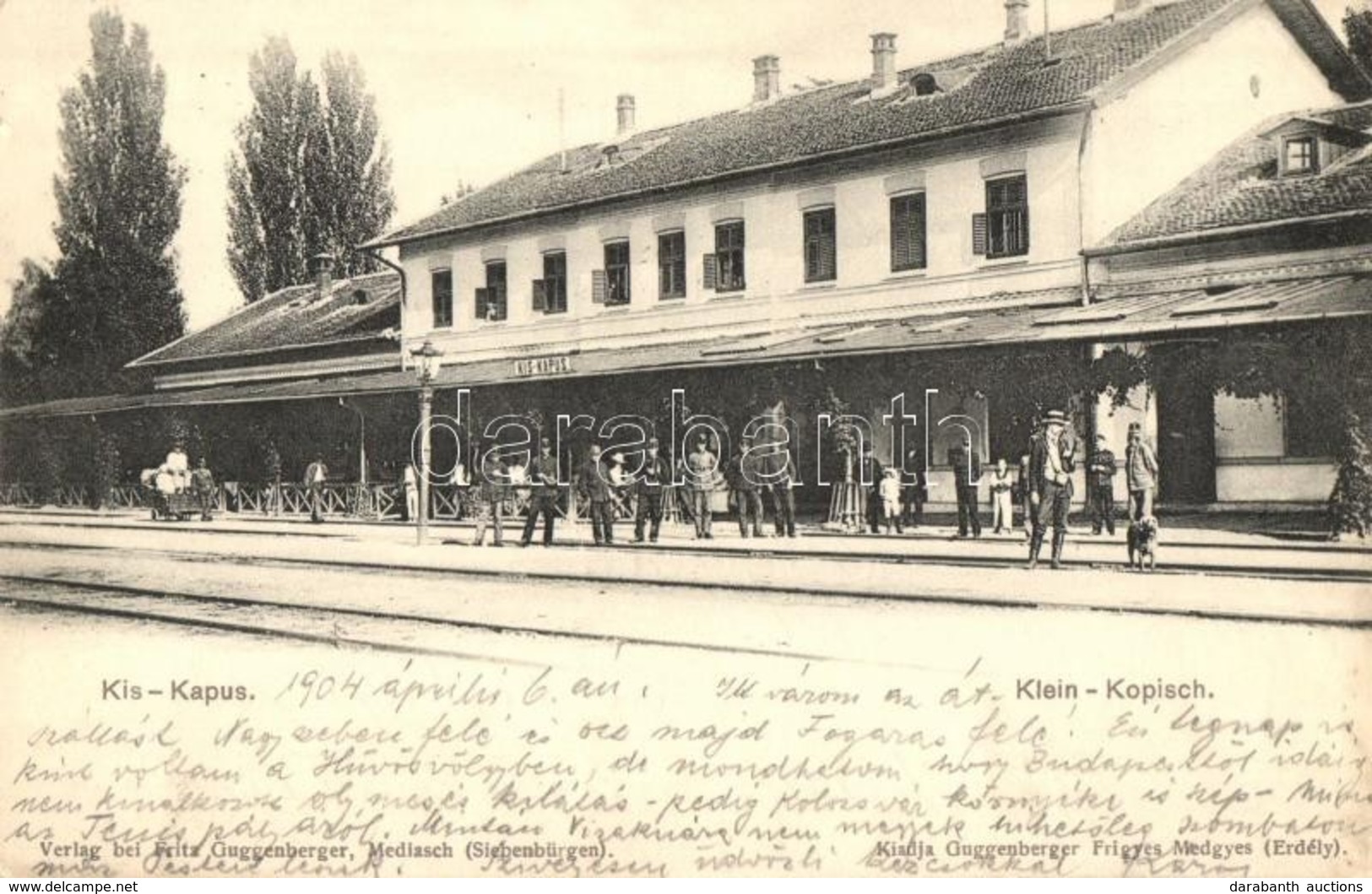 T2 Kiskapus, Klein-Kopisch, Copsa Mica; Vasútállomás, Vasutasok, Guggenberger Frigyes Kiadása / Railway Station, Railway - Unclassified