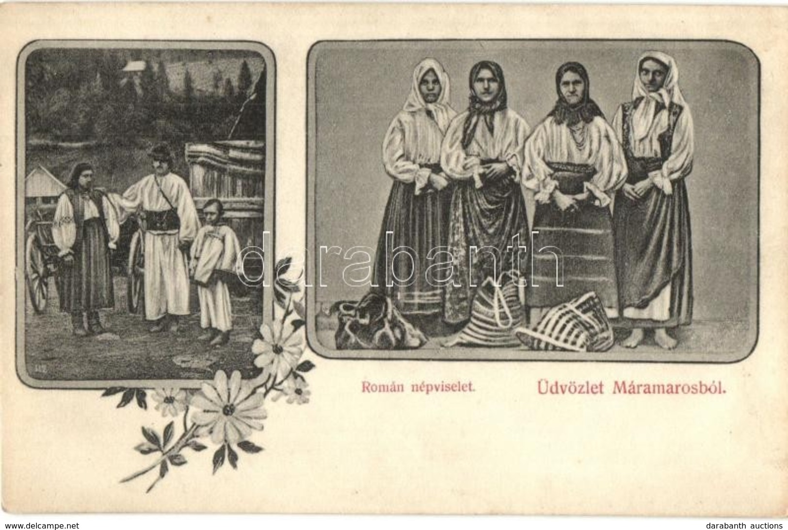 T2 1916 Máramaros, Maramures; Román Népviselet / Romanian Folklore. Floral - Sin Clasificación